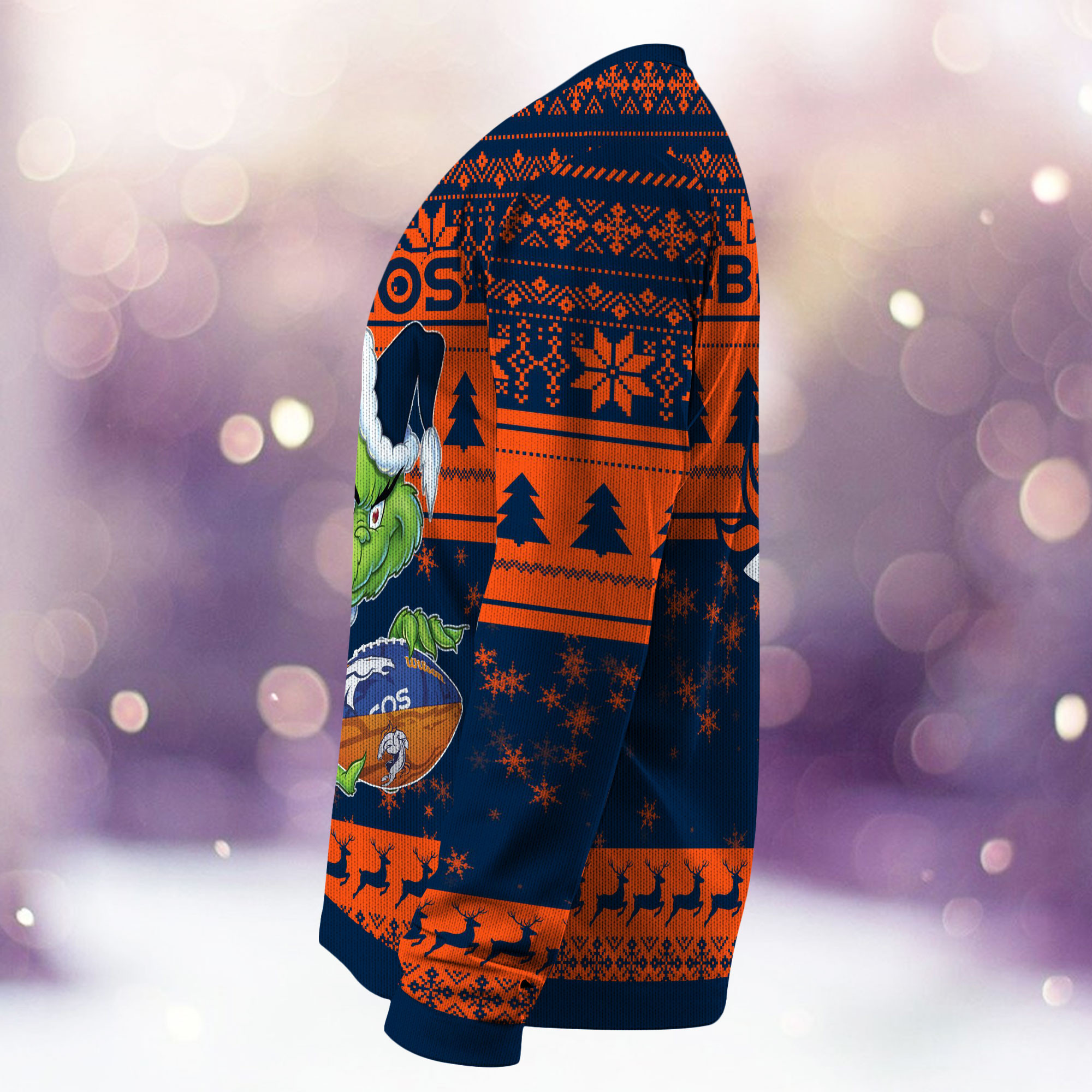 Denver Broncos Grinch Ugly Christmas Sweater, - Image 4