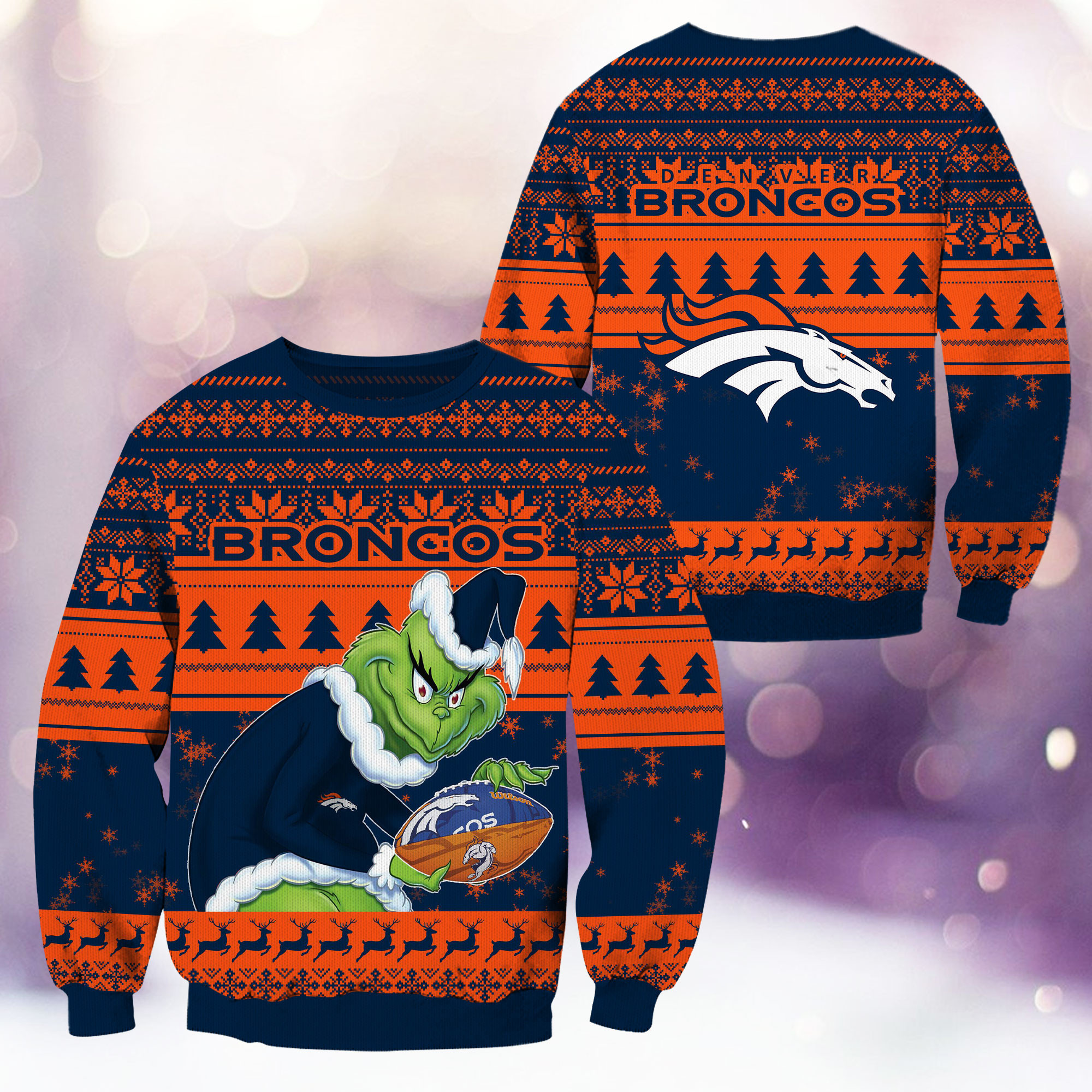 Denver Broncos Grinch Ugly Christmas Sweater,