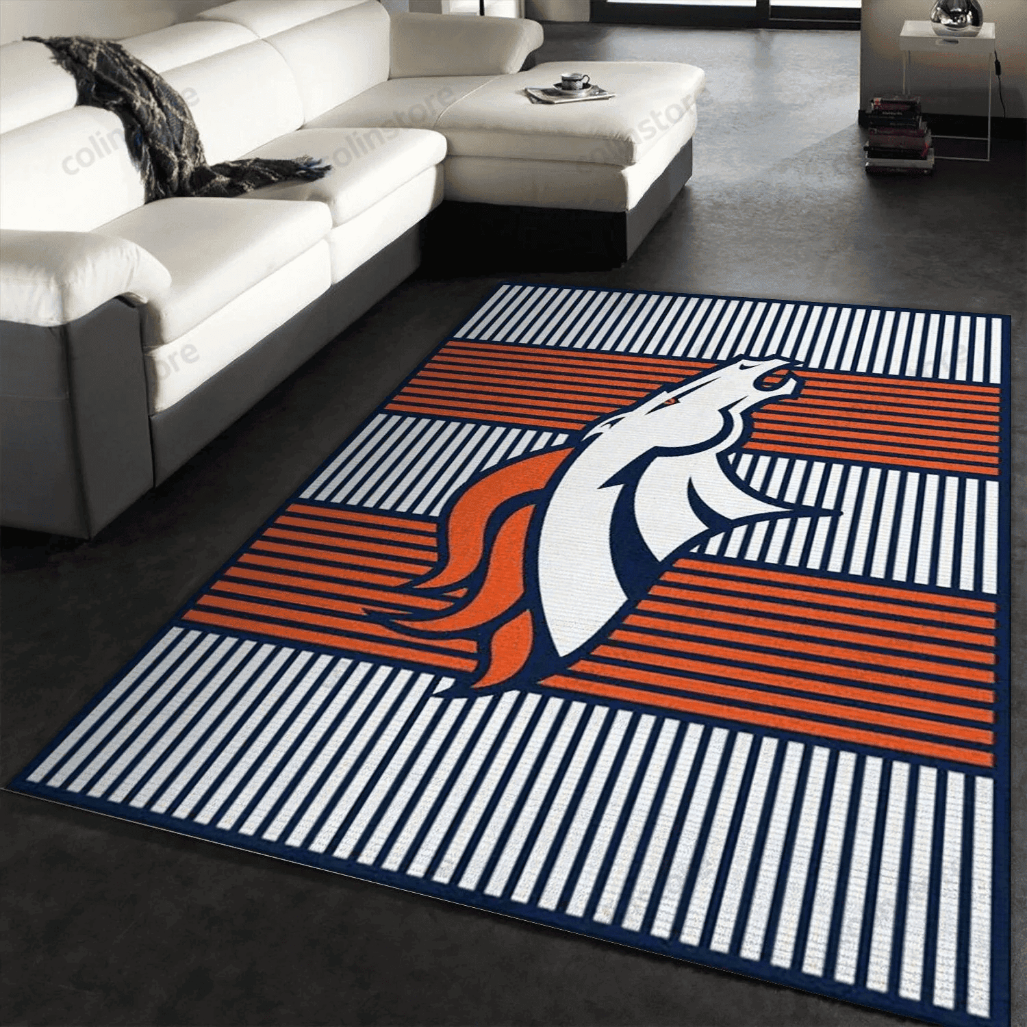 Denver Broncos Imperial Champion Rug Team Logos Rectangle Area Rug – Full Print Carpet For Living Room & Bedroom Home Decor