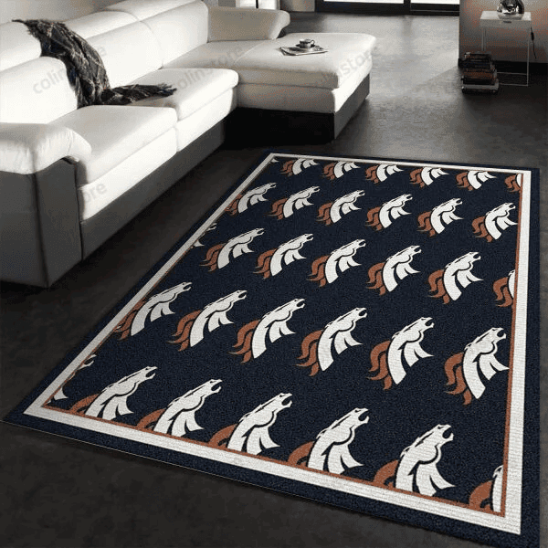 Denver Broncos Logo 3D Rectangle Area Rug – Full Print Carpet For Living Room & Bedroom Home Decor