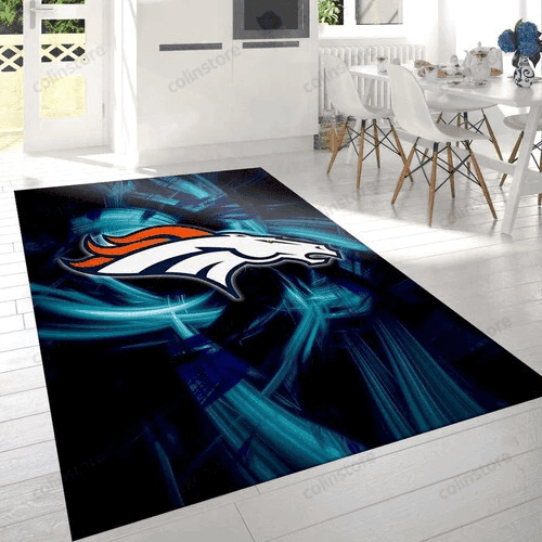 Denver Broncos Logo Rectangle Area Rug – Full Print Carpet For Living Room & Bedroom Home Decor