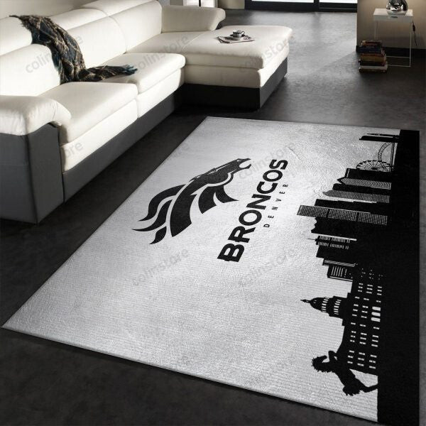 Denver Broncos Logo Team 3D Rectangle Area Rug – Full Print Carpet For Living Room & Bedroom Home Decor