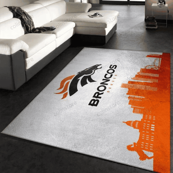Denver Broncos Logo Team 3D Rectangle Area Rug – Full Print Carpet For Living Room & Bedroom Home Decor