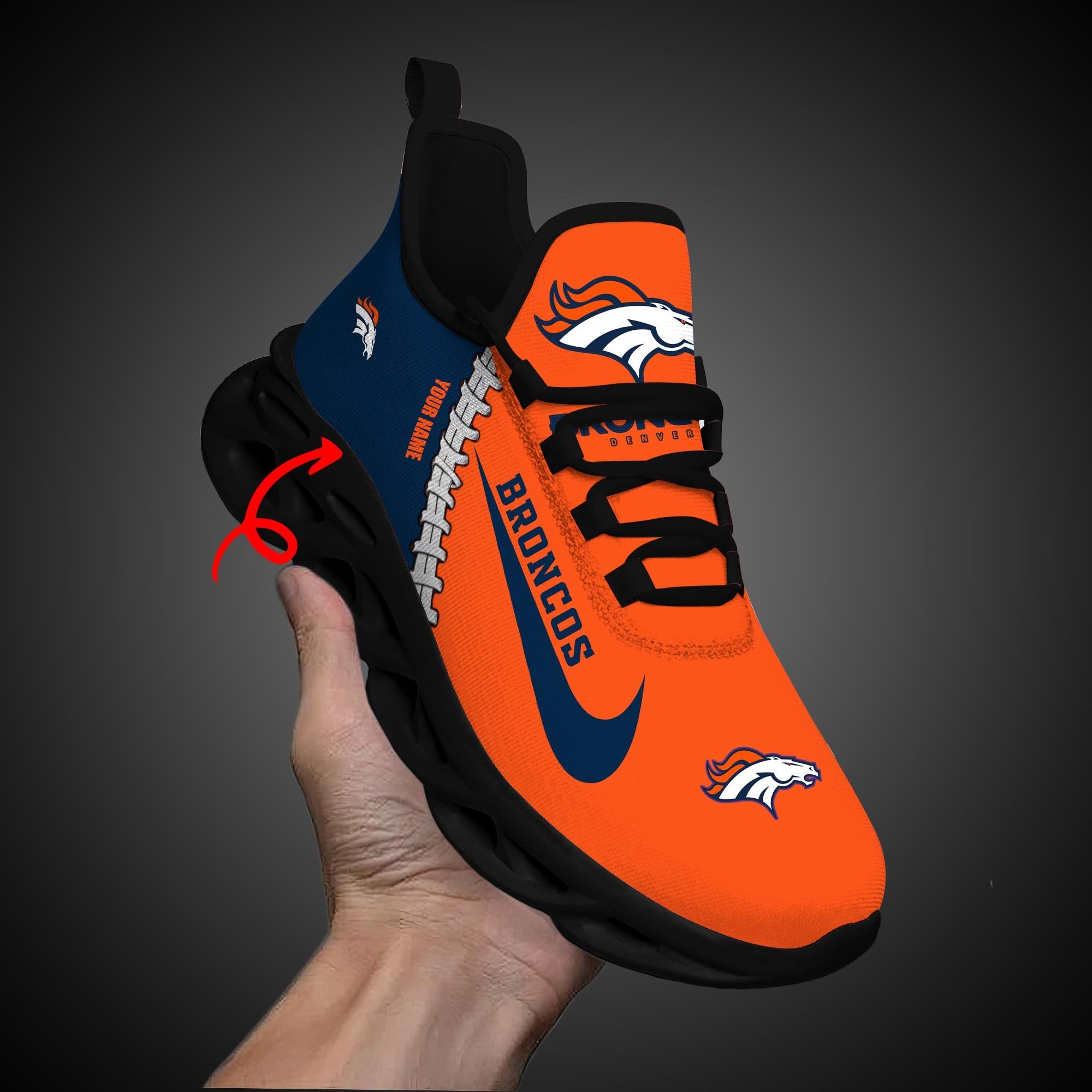 Denver Broncos Max Soul Shoes Sneakers for Men And Women – NFL Football Fan Shoes, Team Sneakers - Image 7