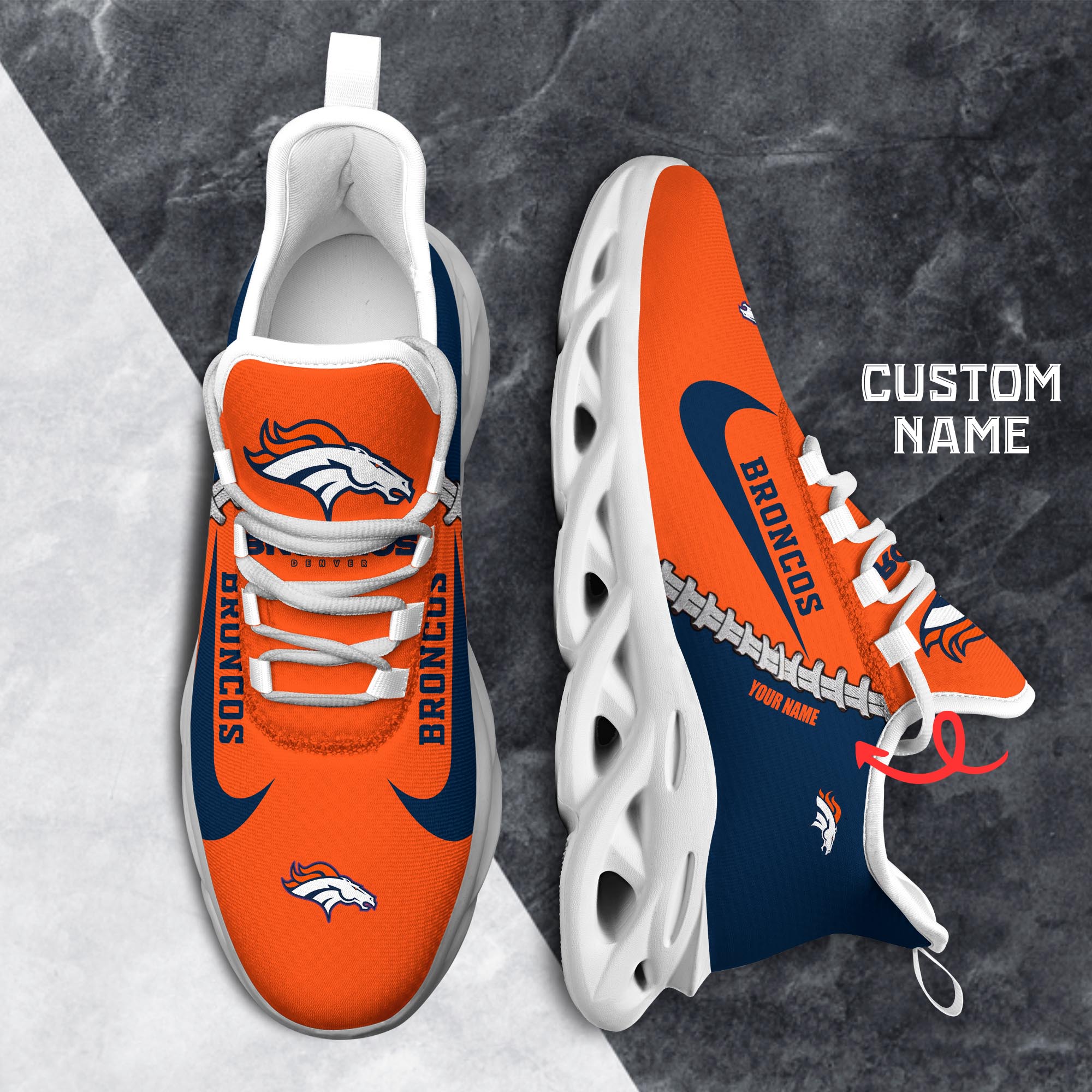 Denver Broncos Max Soul Shoes Sneakers for Men And Women – NFL Football Fan Shoes, Team Sneakers - Image 6