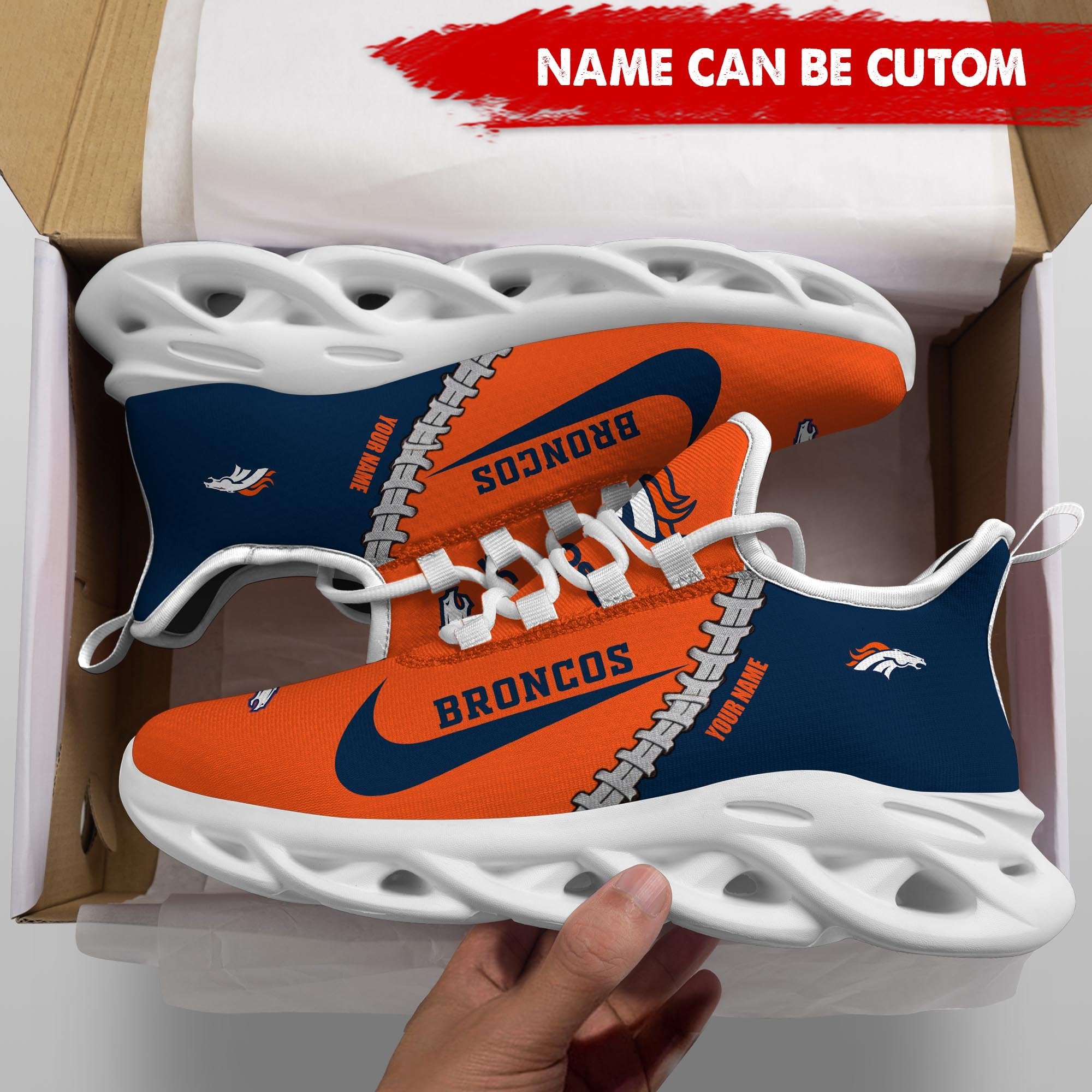 Denver Broncos Max Soul Shoes Sneakers for Men And Women – NFL Football Fan Shoes, Team Sneakers - Image 5