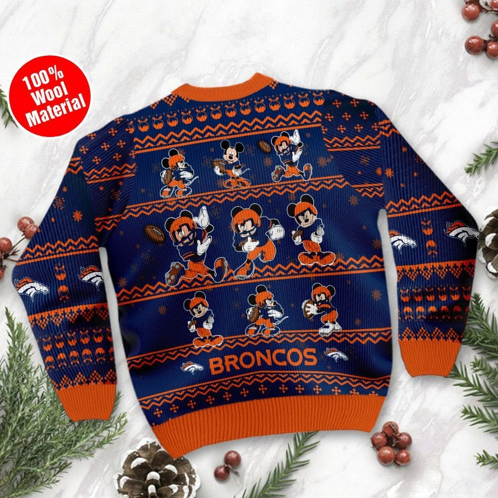 Denver Broncos Mickey Mouse Holiday Party Ugly Christmas Sweater - Image 3