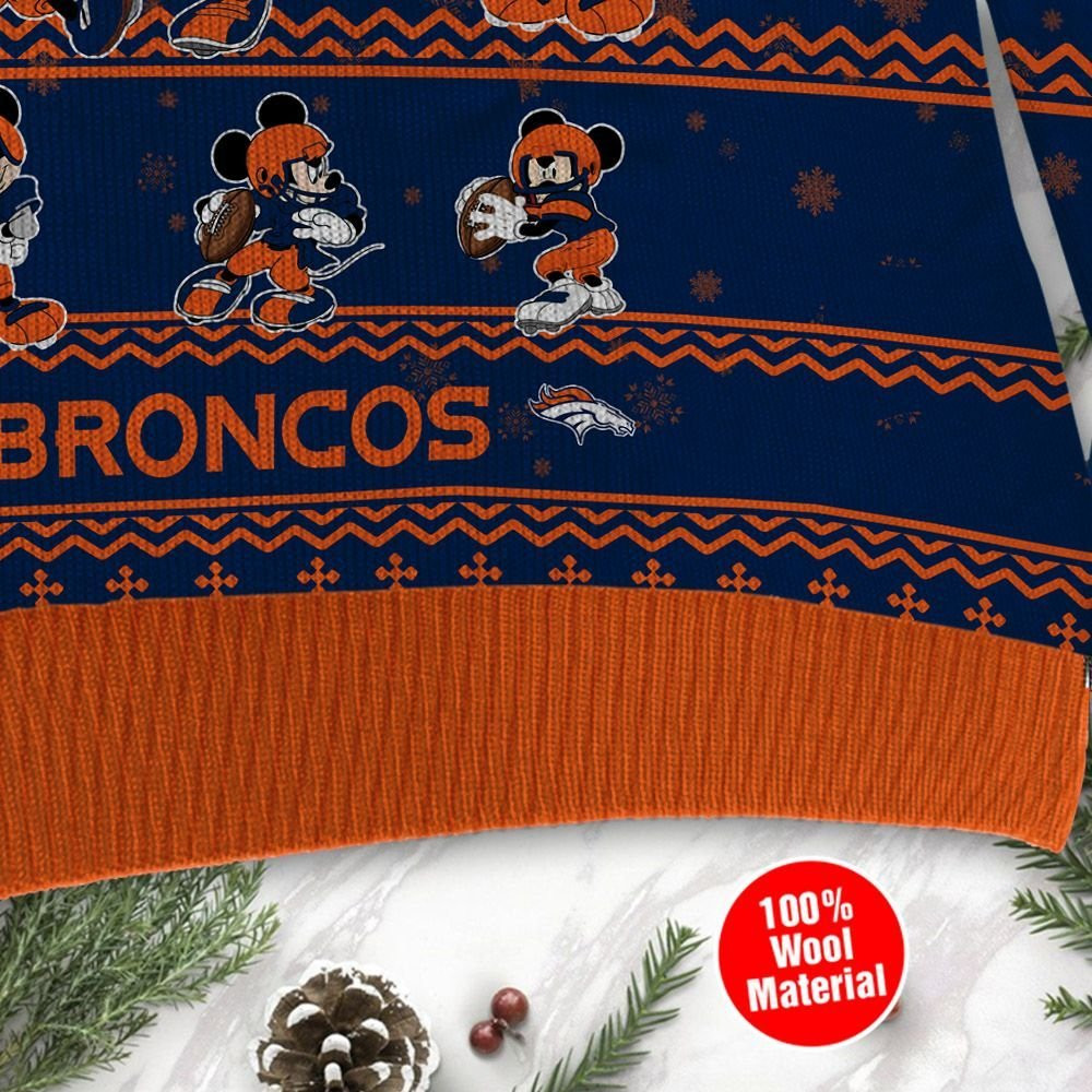 Denver Broncos Mickey Mouse Holiday Party Ugly Christmas Sweater - Image 4