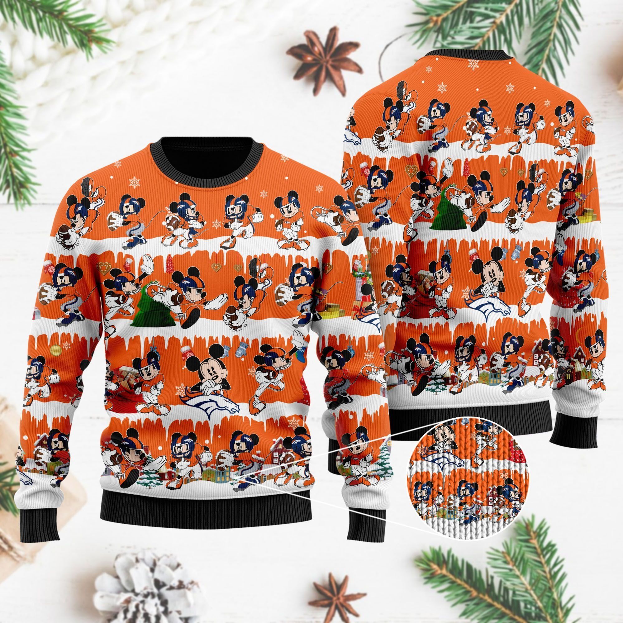 Denver Broncos Mickey NFL American Football Ugly Christmas Sweater