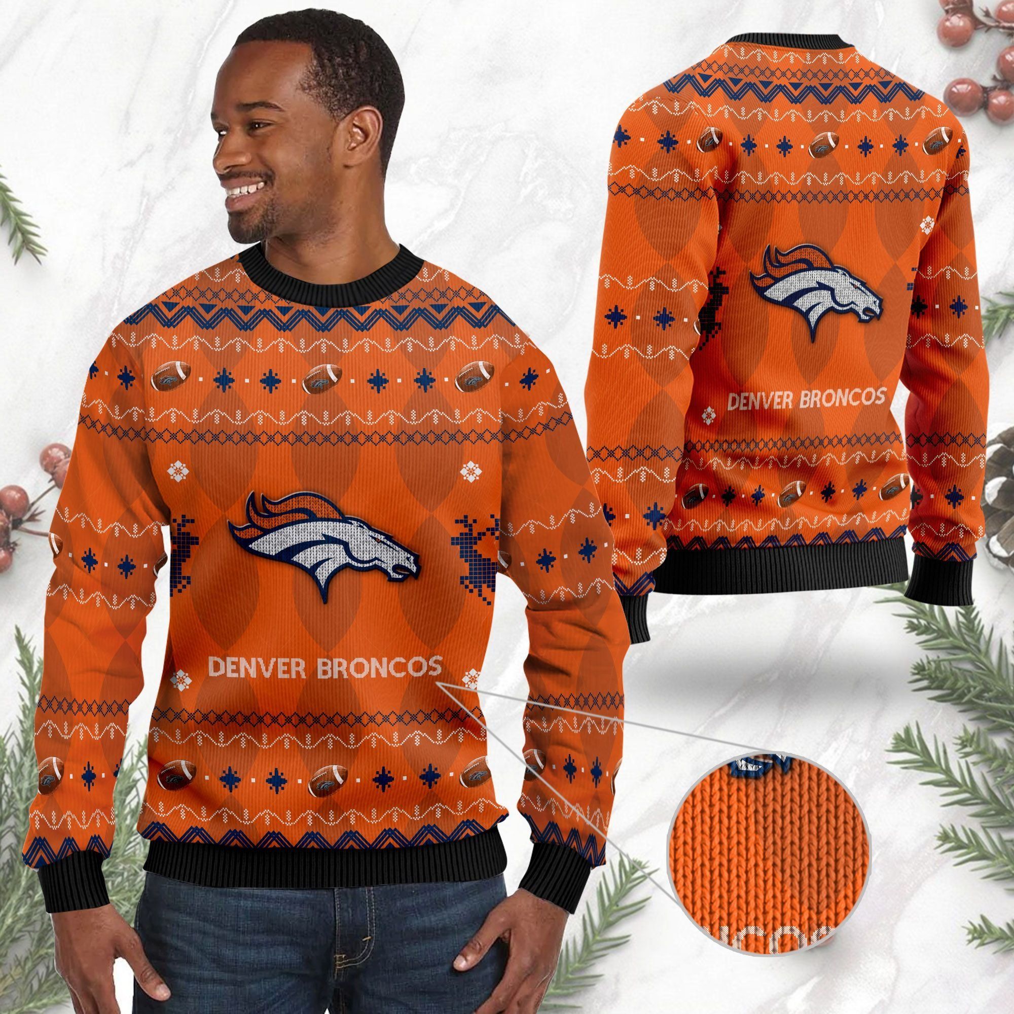 Denver Broncos NFL American Football Black Ugly Christmas Sweater
