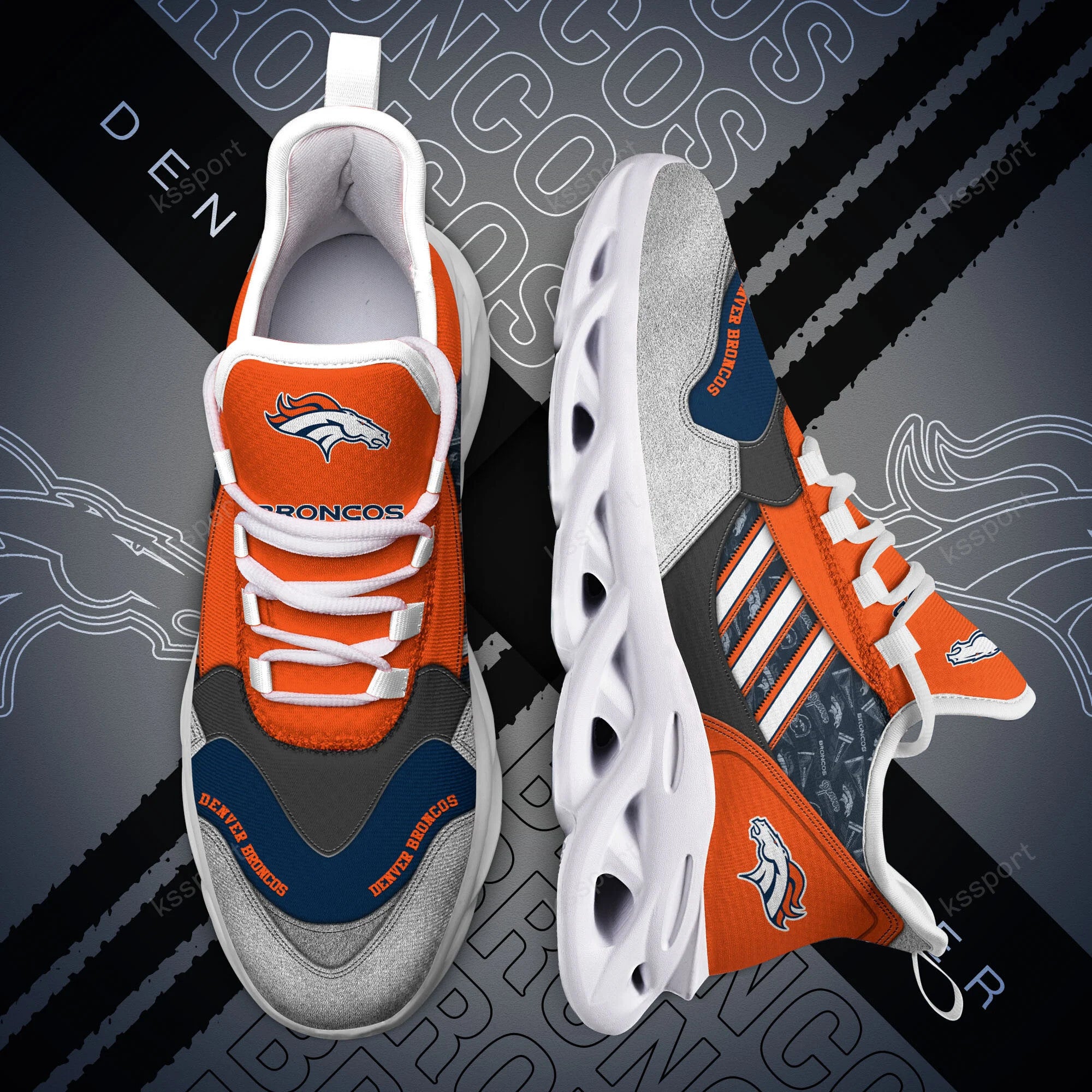 Denver Broncos NFL Max Soul Shoes Sneakers for Men And Women – NFL Football Fan Shoes, Team Sneakers