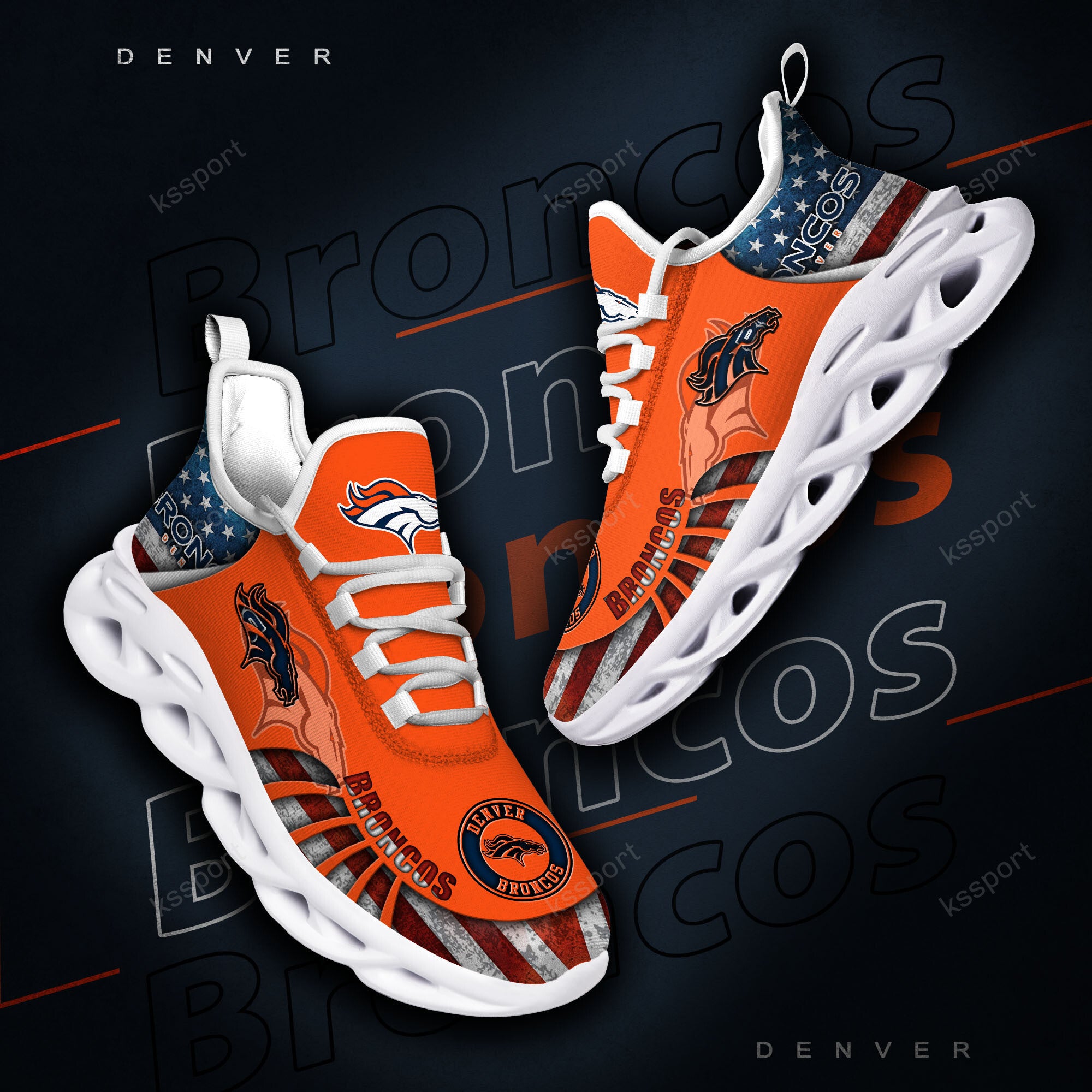 Denver Broncos NFL Max Soul Shoes Sneakers for Men And Women – NFL Football Fan Shoes, Team Sneakers