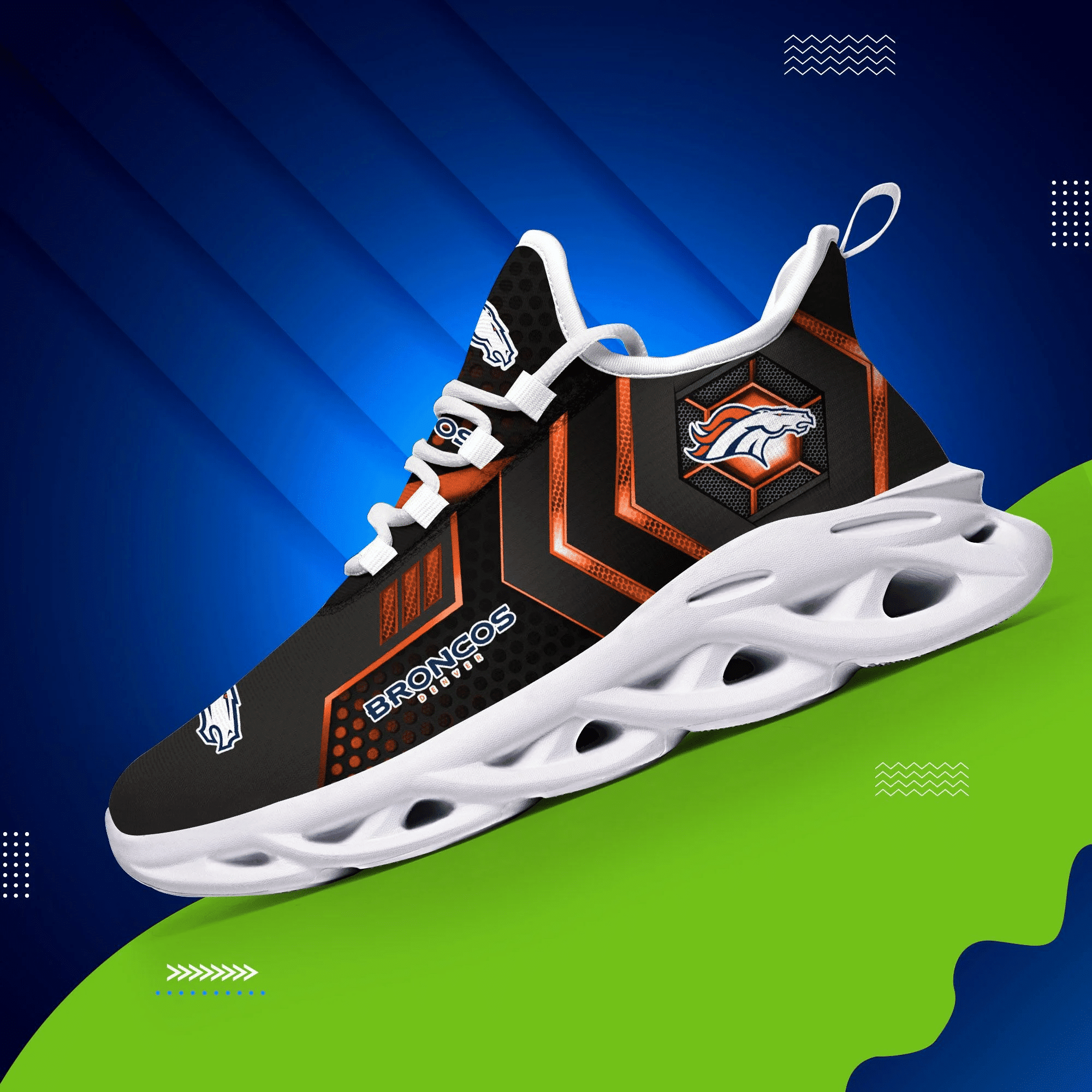 Denver Broncos NFL Max Soul Shoes Sneakers for Men And Women – NFL Football Fan Shoes, Team Sneakers