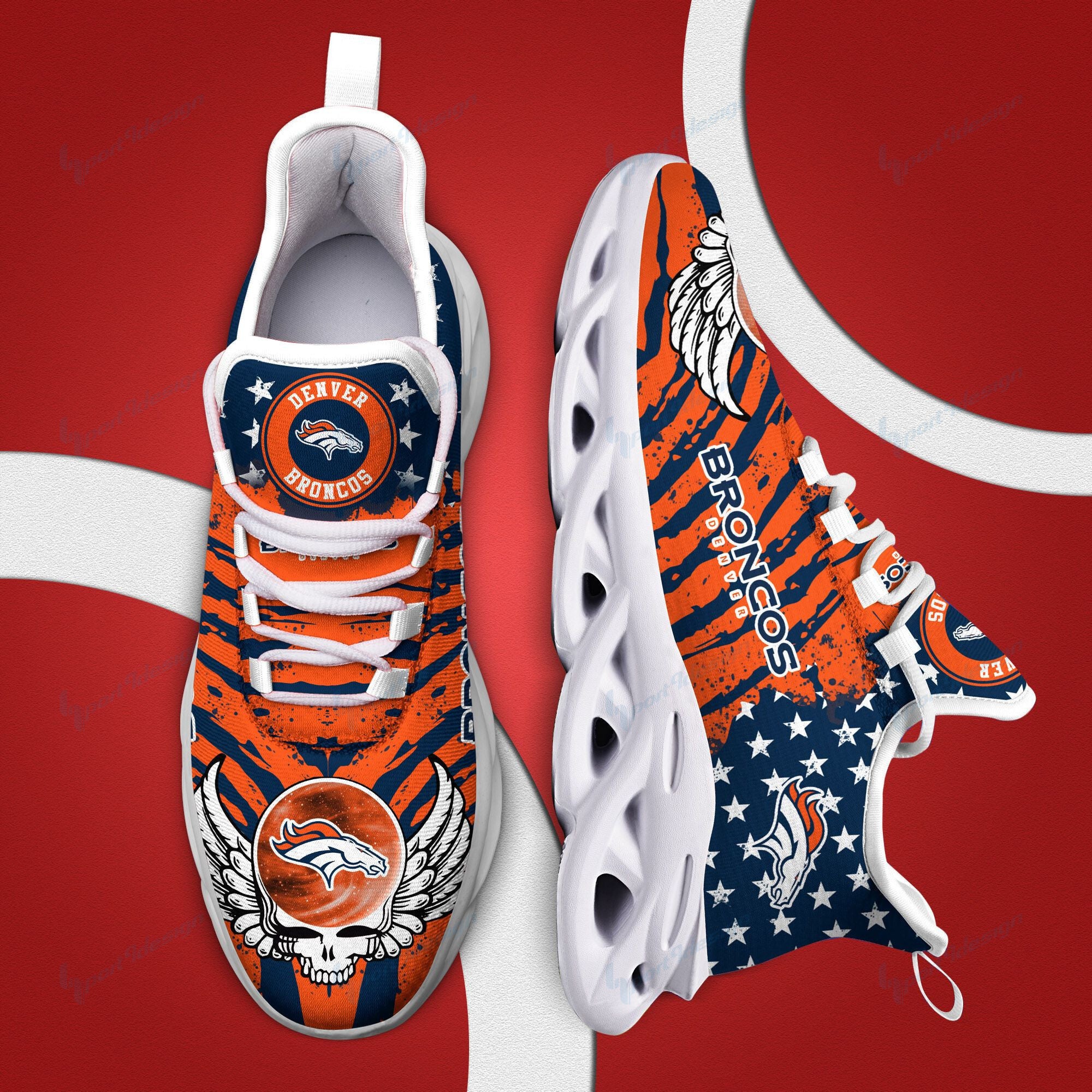 Denver Broncos NFL Max Soul Shoes Sneakers for Men And Women – NFL Football Fan Shoes, Team Sneakers