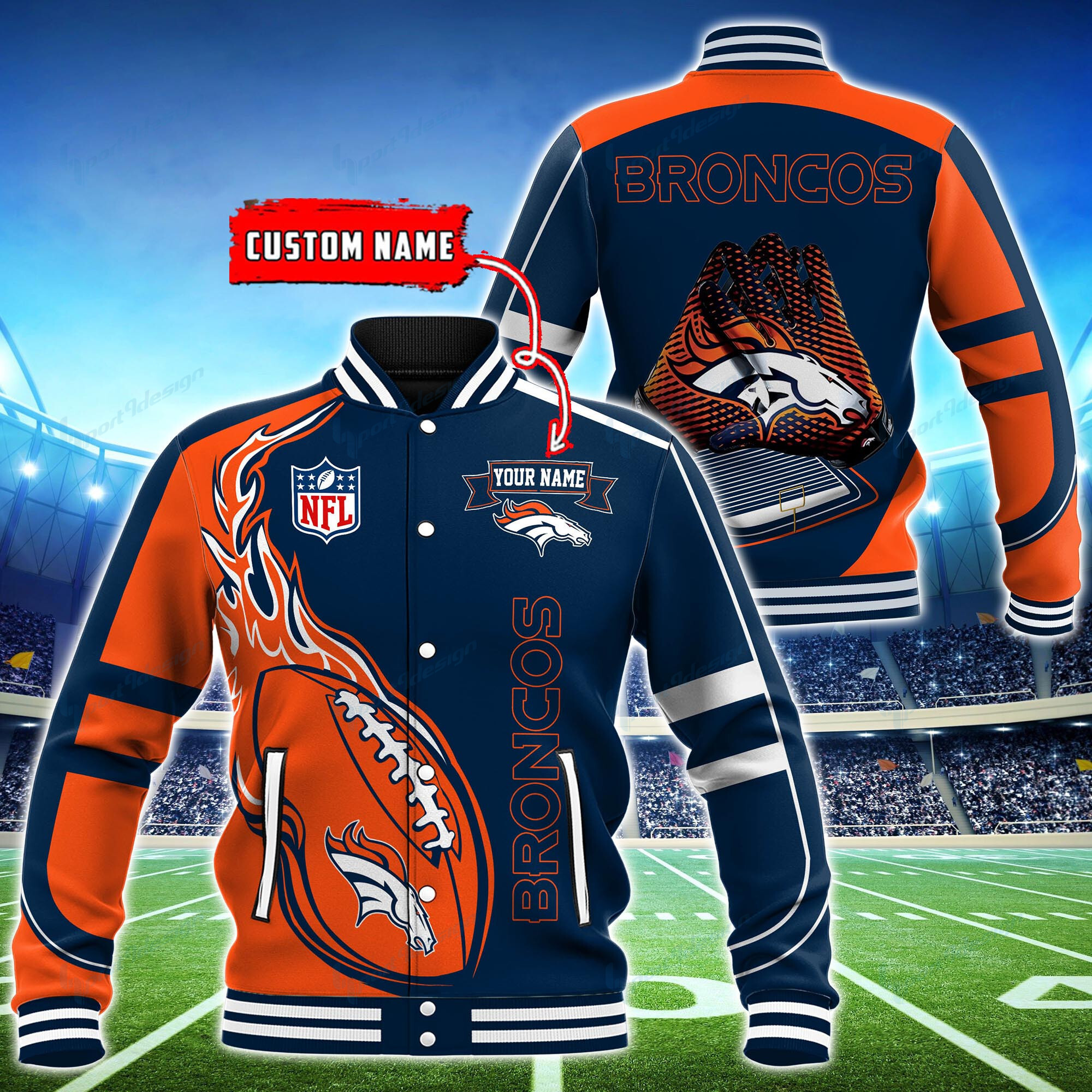 Denver Broncos Personalized Baseball Jacket for Men & Women | NFL Team Fan Gift