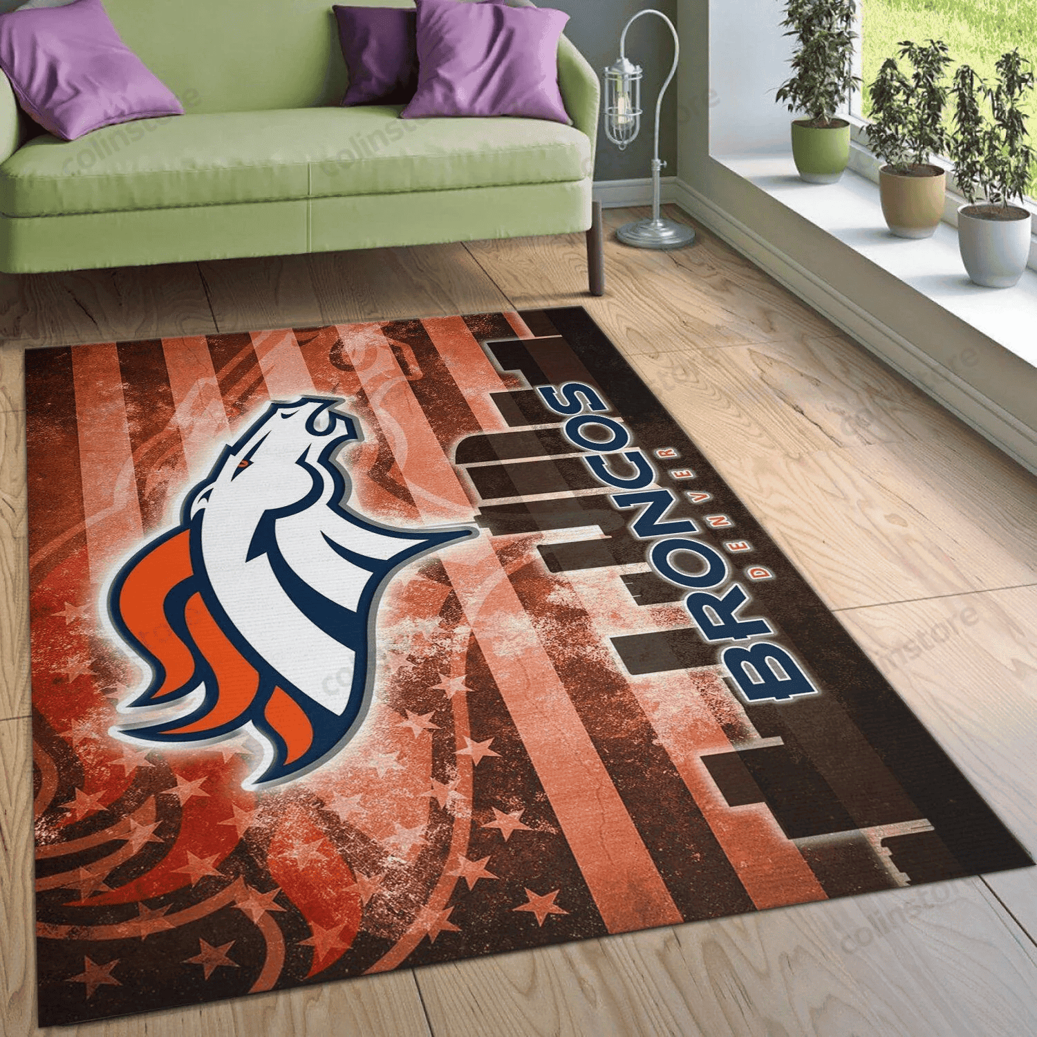 Denver Broncos Rectangle Area Rug – Full Print Carpet For Living Room & Bedroom Home Decor