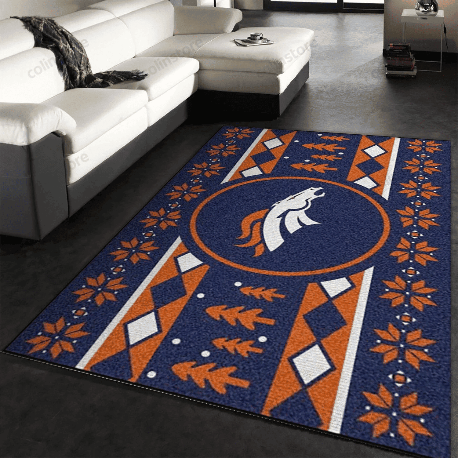 Denver Broncos Rectangle Area Rug – Full Print Carpet For Living Room & Bedroom Home Decor