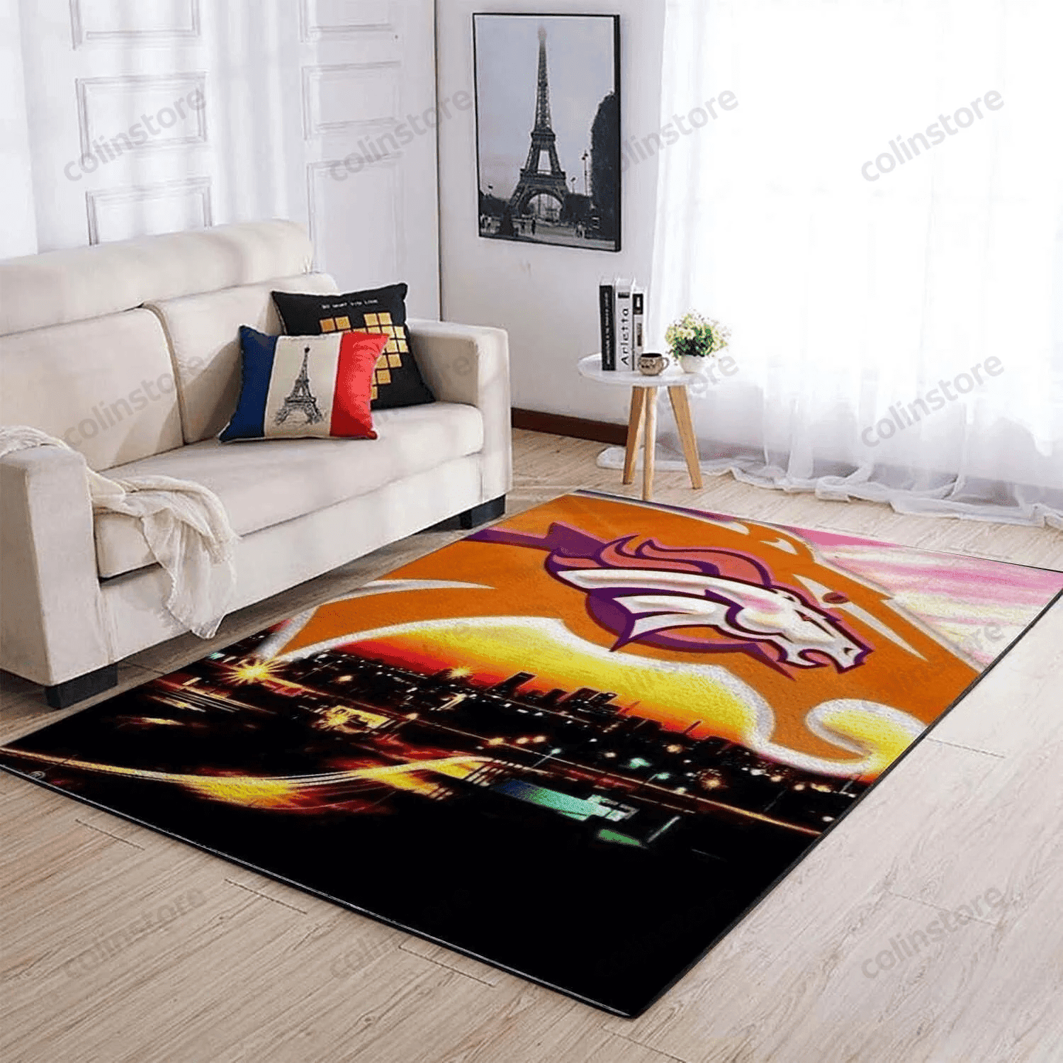 Denver Broncos Rectangle Area Rug – Full Print Carpet For Living Room & Bedroom Home Decor
