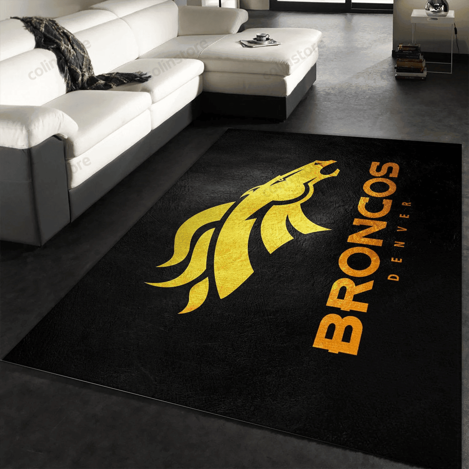 Denver Broncos Rectangle Area Rug – Full Print Carpet For Living Room & Bedroom Home Decor