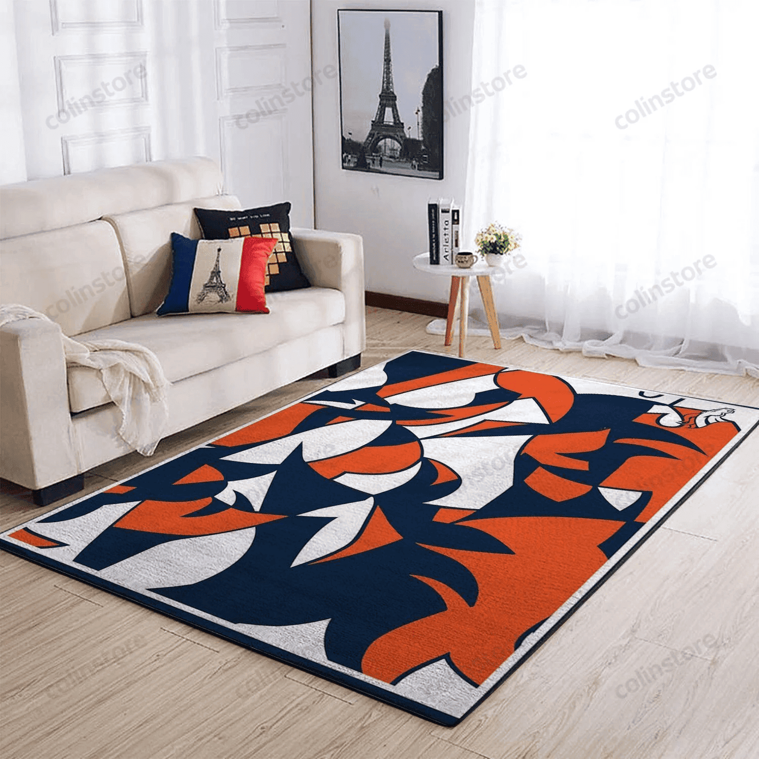 Denver Broncos Rectangle Area Rug – Full Print Carpet For Living Room & Bedroom Home Decor