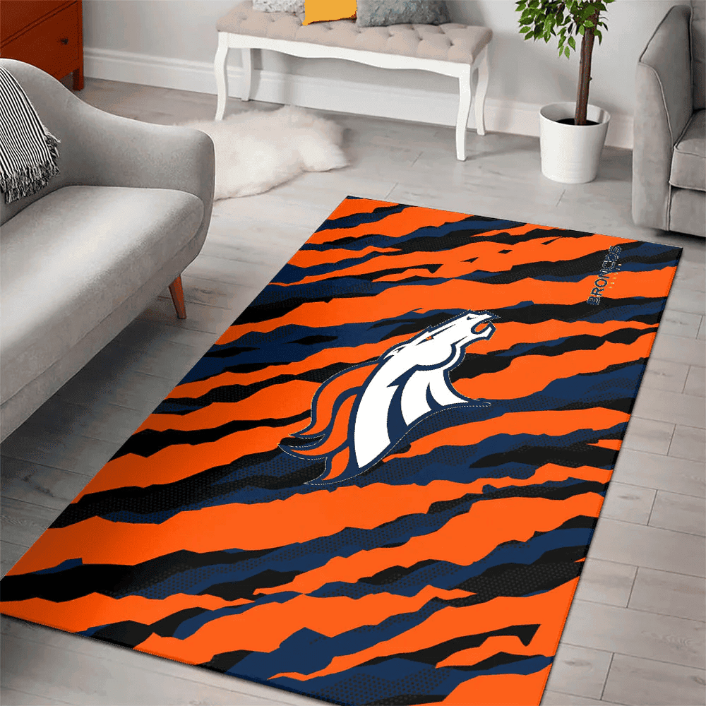 Denver Broncos Rectangle Area Rug – Full Print Carpet For Living Room & Bedroom Home Decor