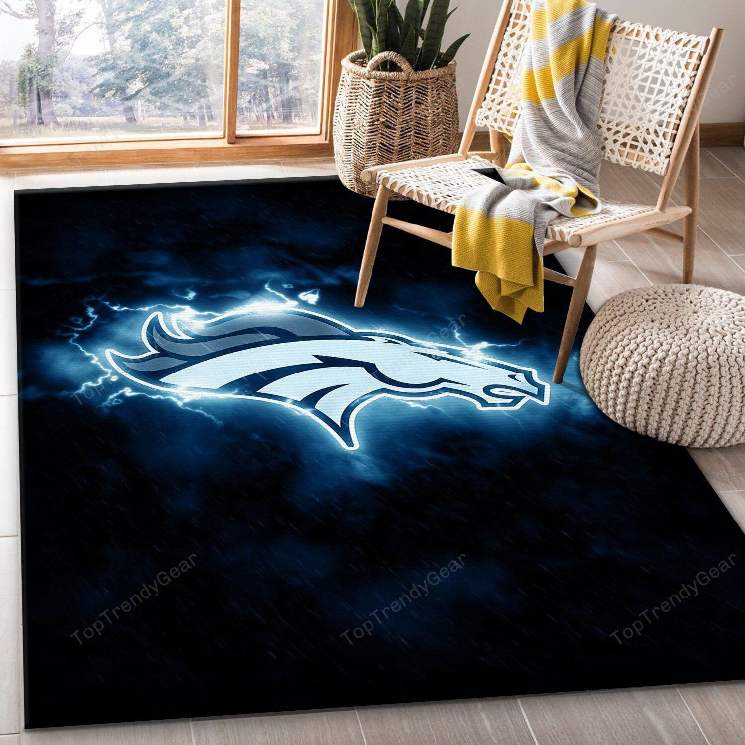 Denver Broncos Rectangle Area Rug – Full Print Carpet For Living Room & Bedroom Home Decor