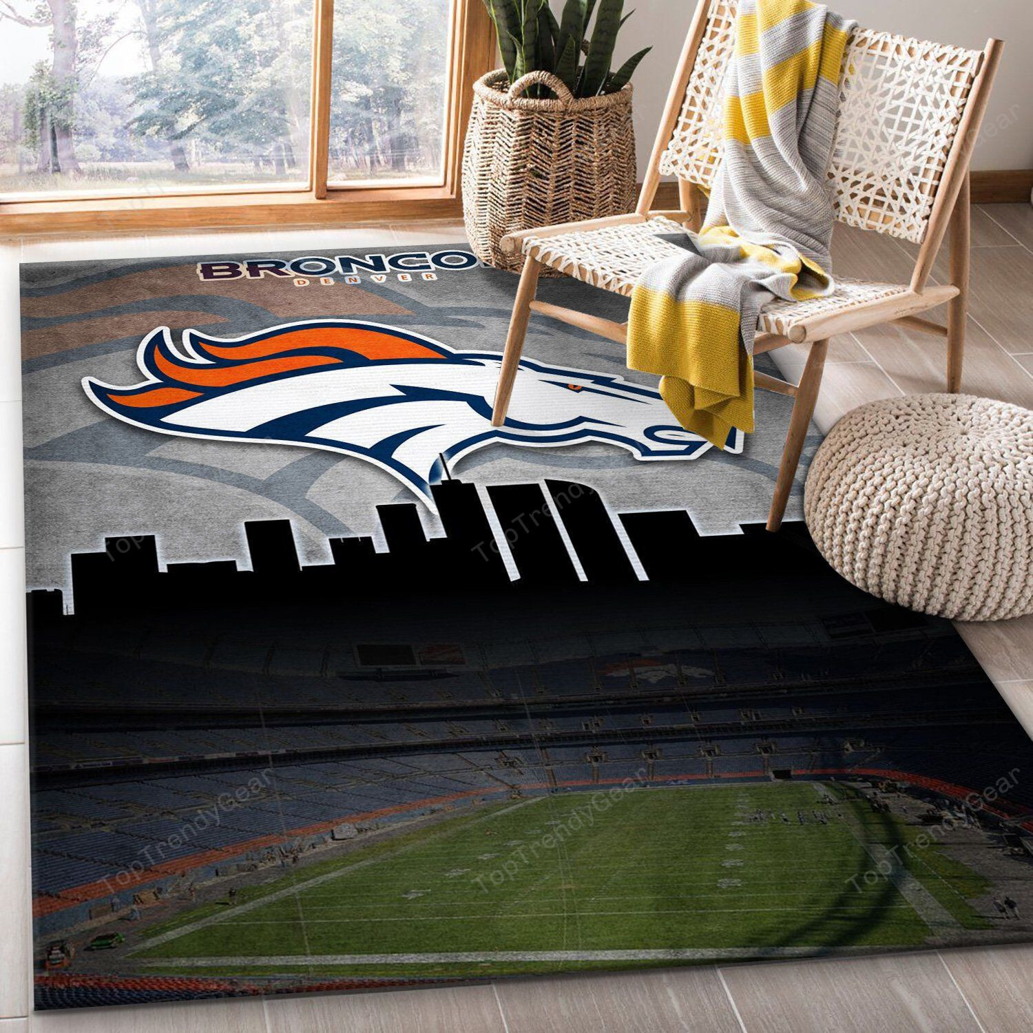 Denver Broncos Rectangle Area Rug – Full Print Carpet For Living Room & Bedroom Home Decor