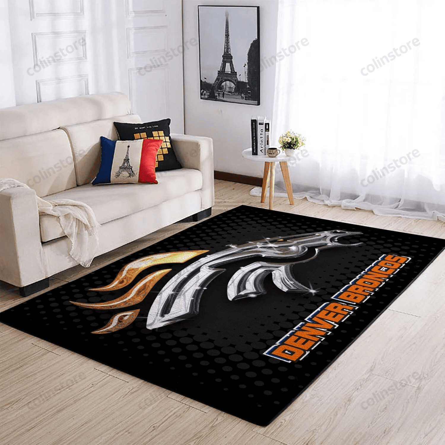 Denver Broncos Rectangle Area Rug – Full Print Carpet For Living Room & Bedroom Home Decor