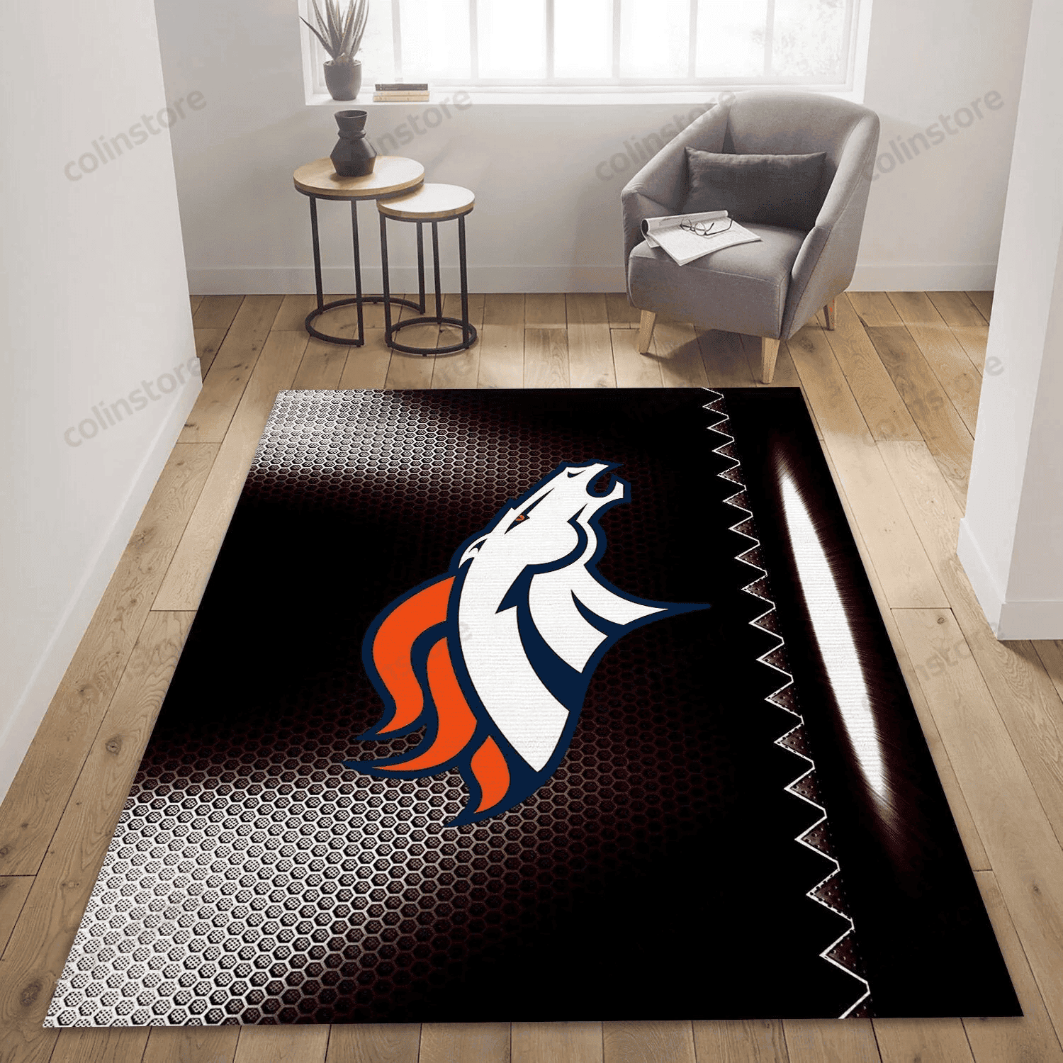 Denver Broncos Rectangle Area Rug – Full Print Carpet For Living Room & Bedroom Home Decor