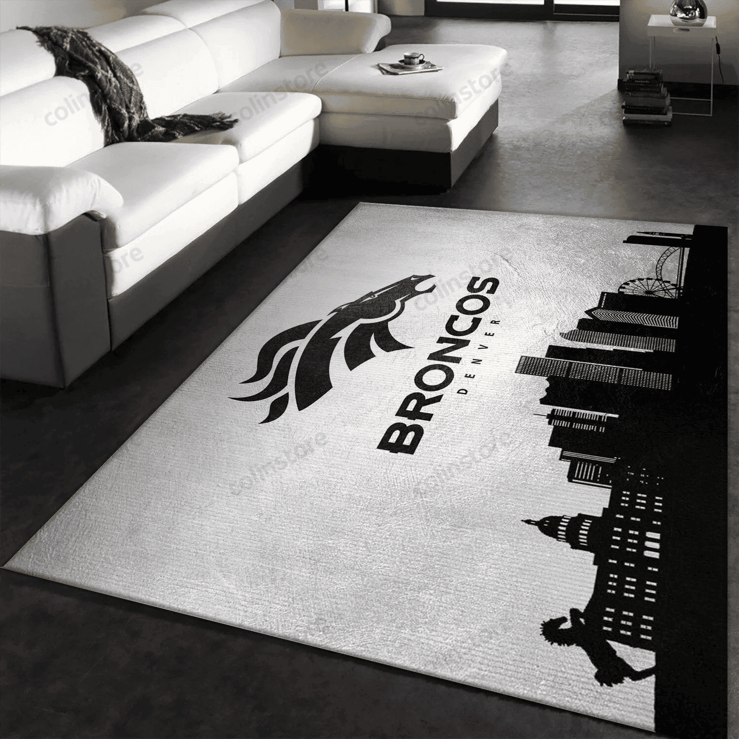 Denver Broncos Skyline Rectangle Area Rug – Full Print Carpet For Living Room & Bedroom Home Decor