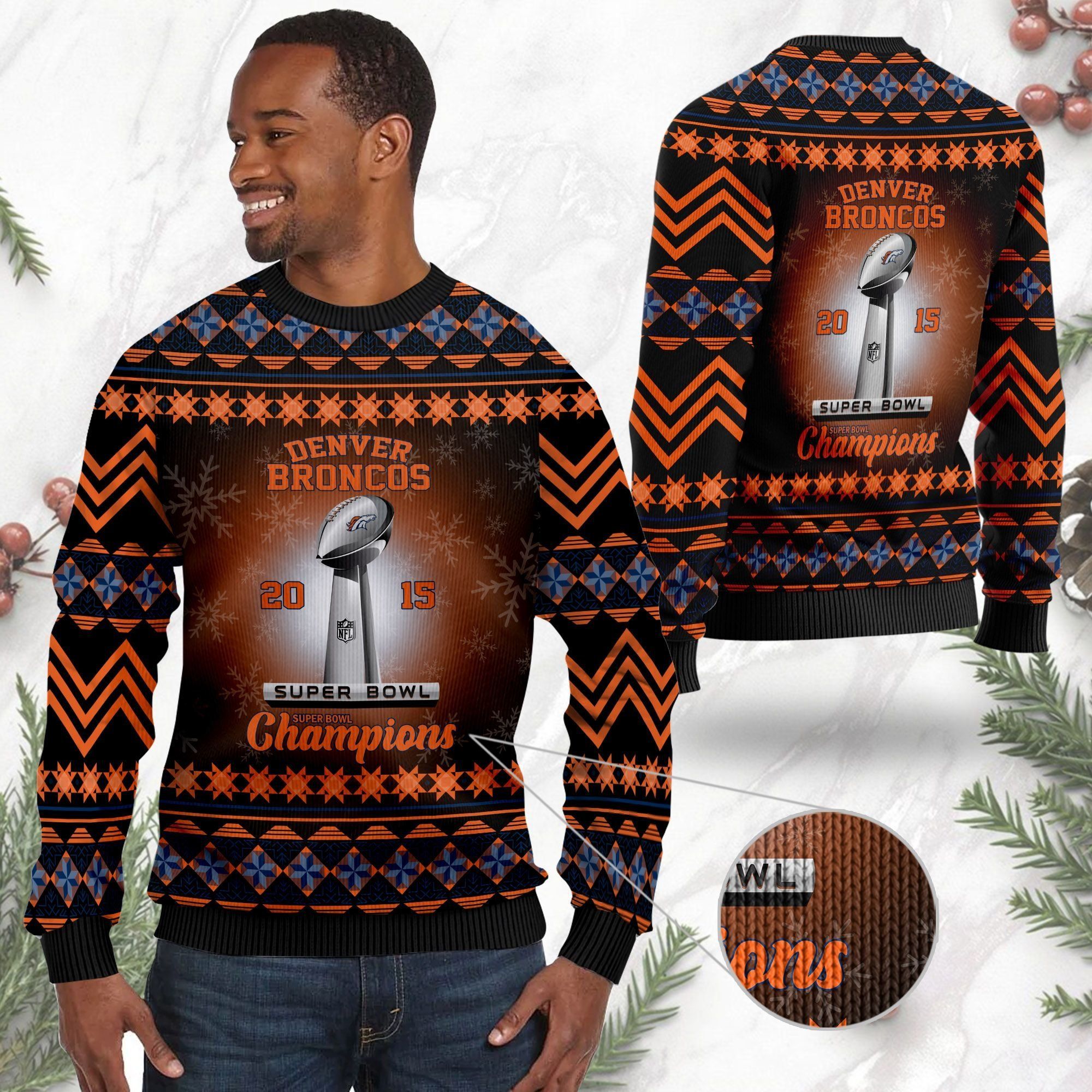 Denver Broncos Super Bowl Champions NFL Cup Ugly Christmas Sweater