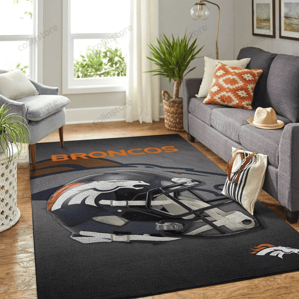 Denver Broncos Team Logo Rectangle Area Rug – Full Print Carpet For Living Room & Bedroom Home Decor