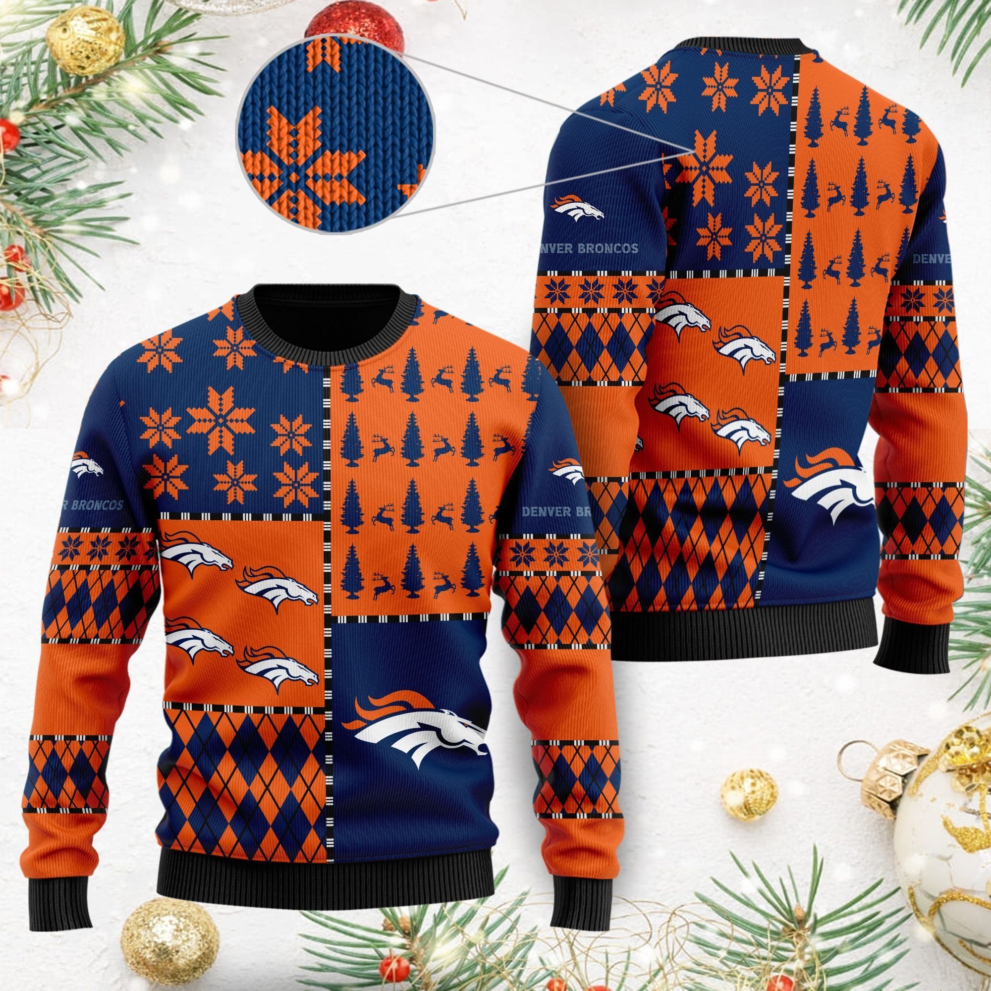 Denver Broncos Ugly Christmas Sweater Full Size For Sale Best Christmas Gift For Broncos Fans