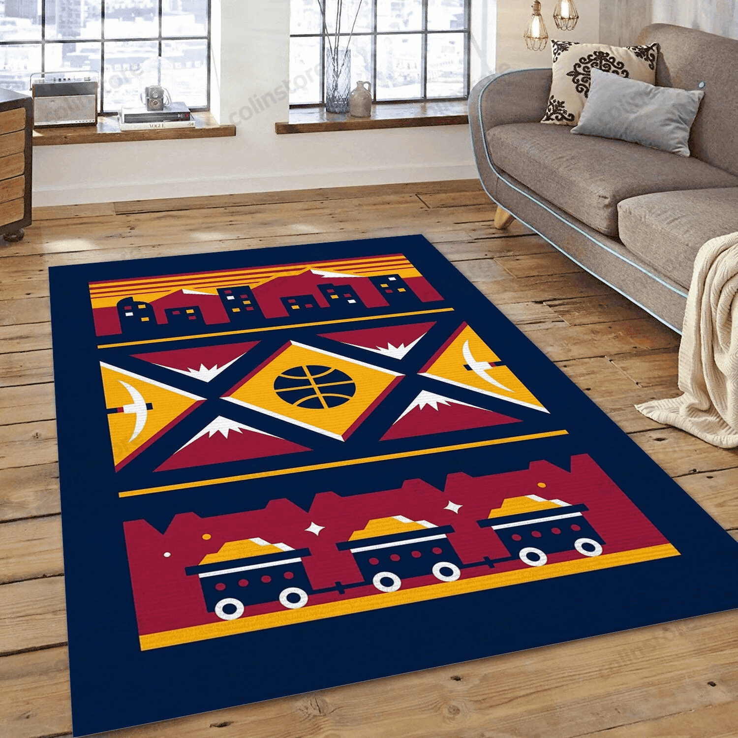 Denver Nuggets City 3D Rectangle Area Rug – Full Print Carpet For Living Room & Bedroom Home Decor
