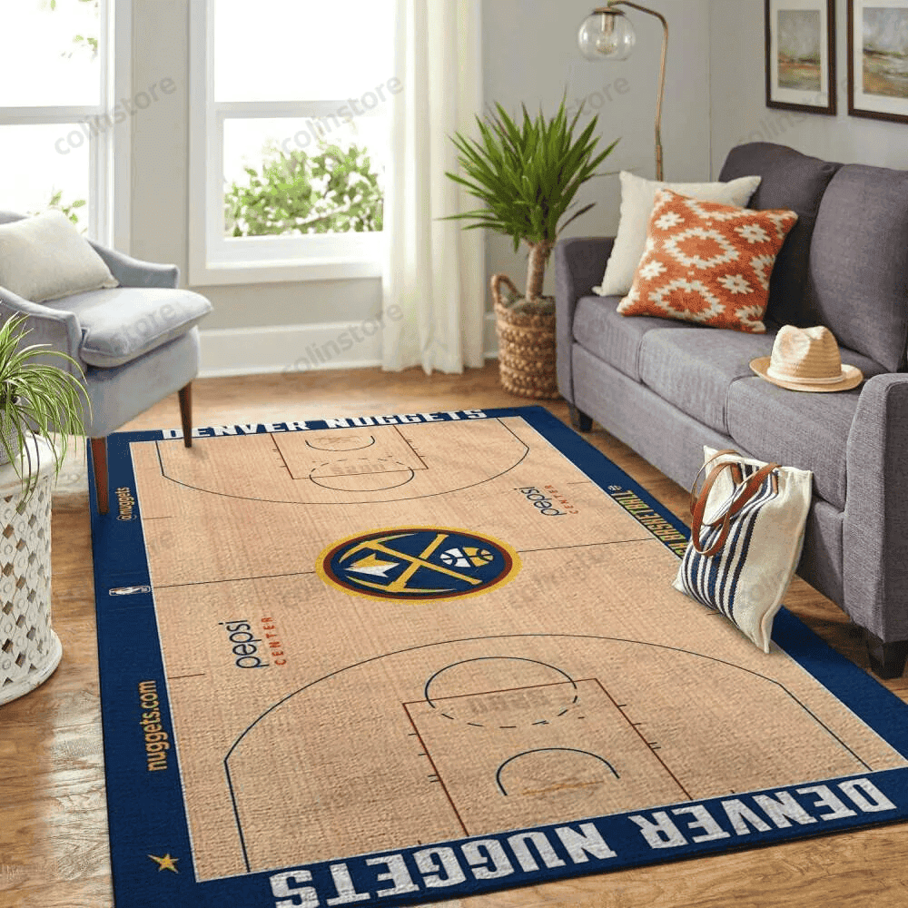 Denver Nuggets Court 3D Rectangle Area Rug – Full Print Carpet For Living Room & Bedroom Home Decor