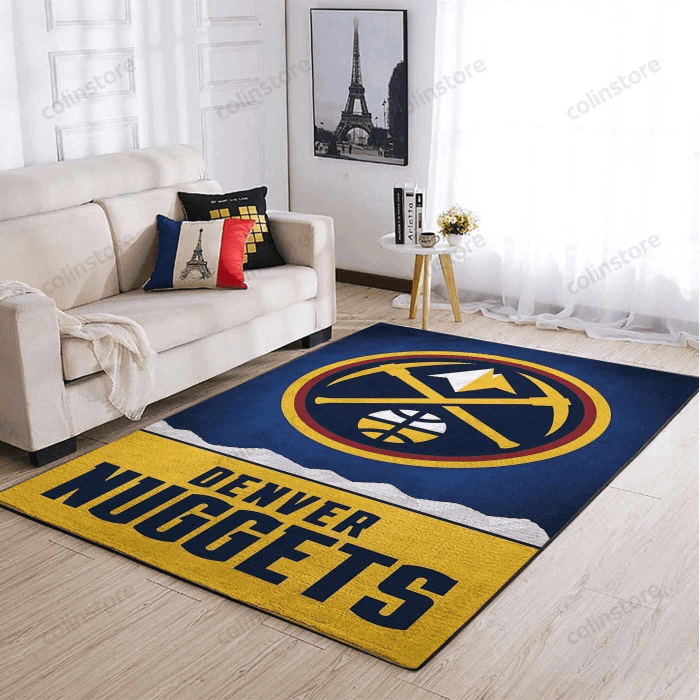 Denver Nuggets Team Logo 3D Rectangle Area Rug – Full Print Carpet For Living Room & Bedroom Home Decor