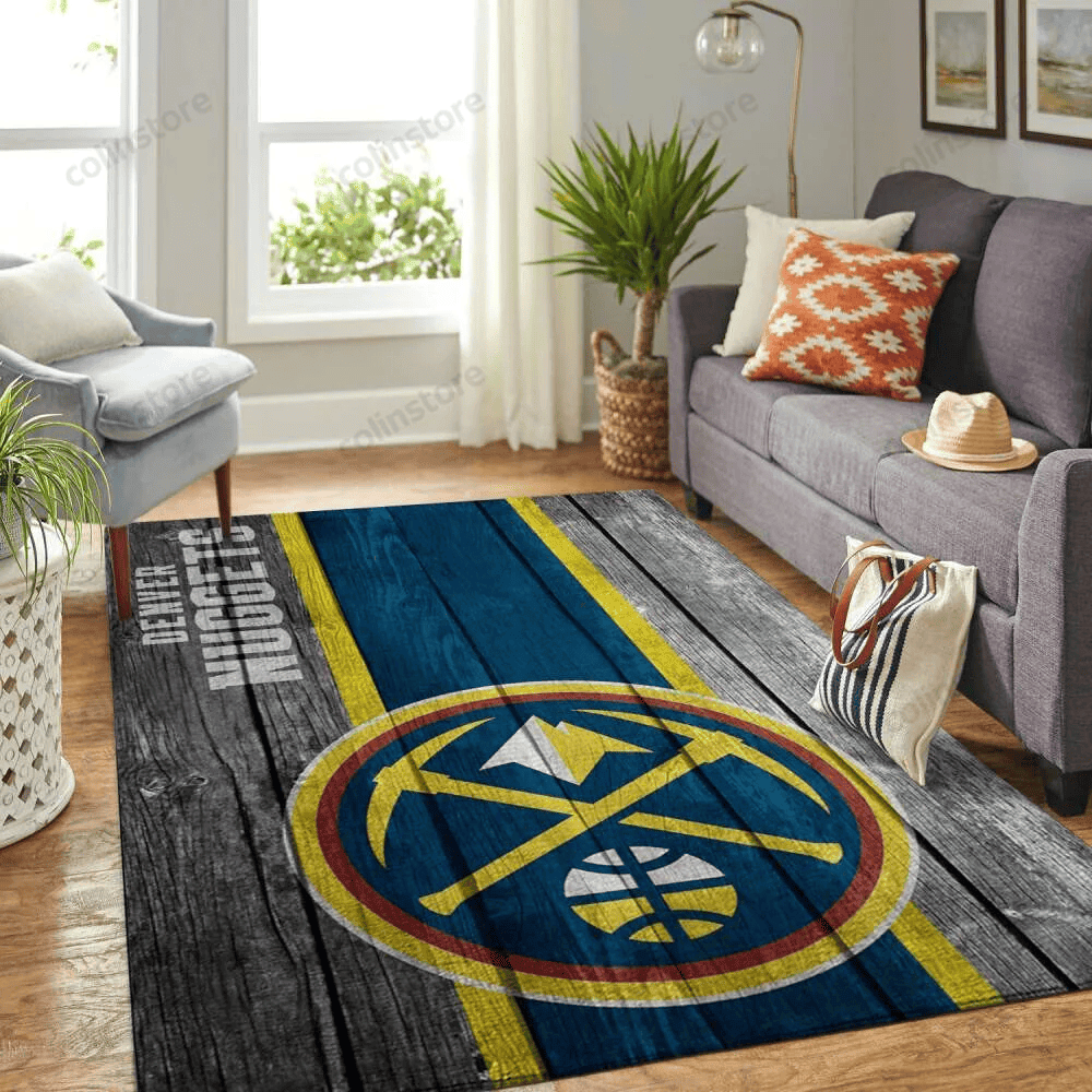 Denver Nuggets Team Logo Rectangle Area Rug – Full Print Carpet For Living Room & Bedroom Home Decor