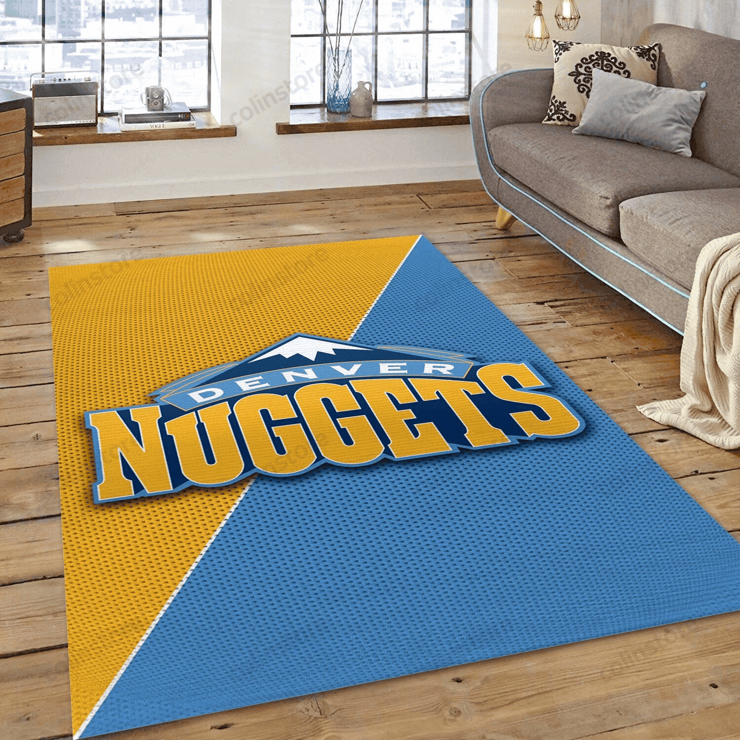 Denver Nuggets Yellow 3D Rectangle Area Rug – Full Print Carpet For Living Room & Bedroom Home Decor