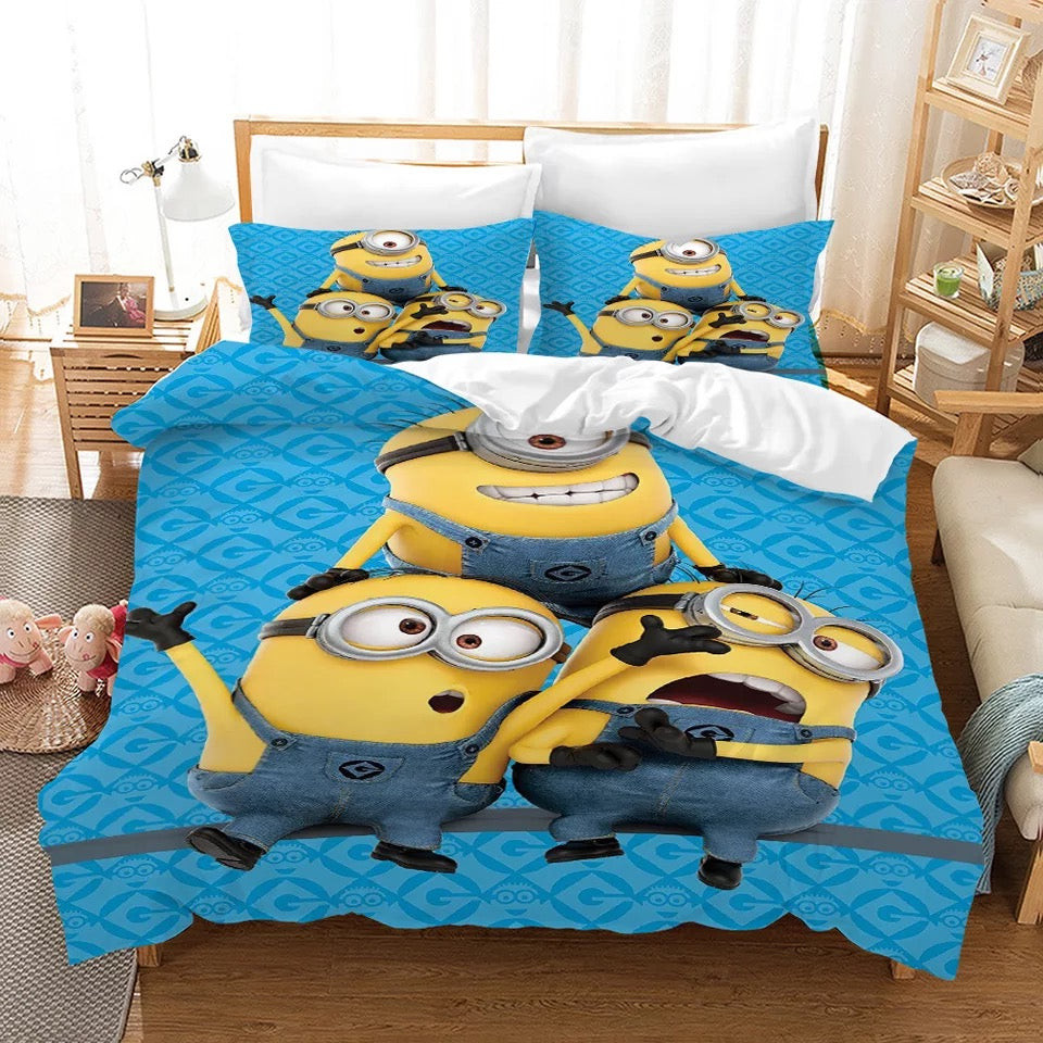 Despicable Me Minions Christmas Duvet Cover Quilt Cover Pillowcase Bedding Set Bed Linen Home Bedroom Decor