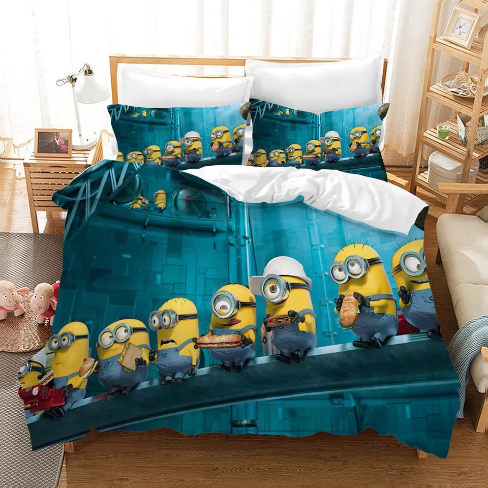 Despicable Me Minions Duvet Cover Quilt Cover Pillowcase Bedding Set Bed Linen Home Bedroom Decor