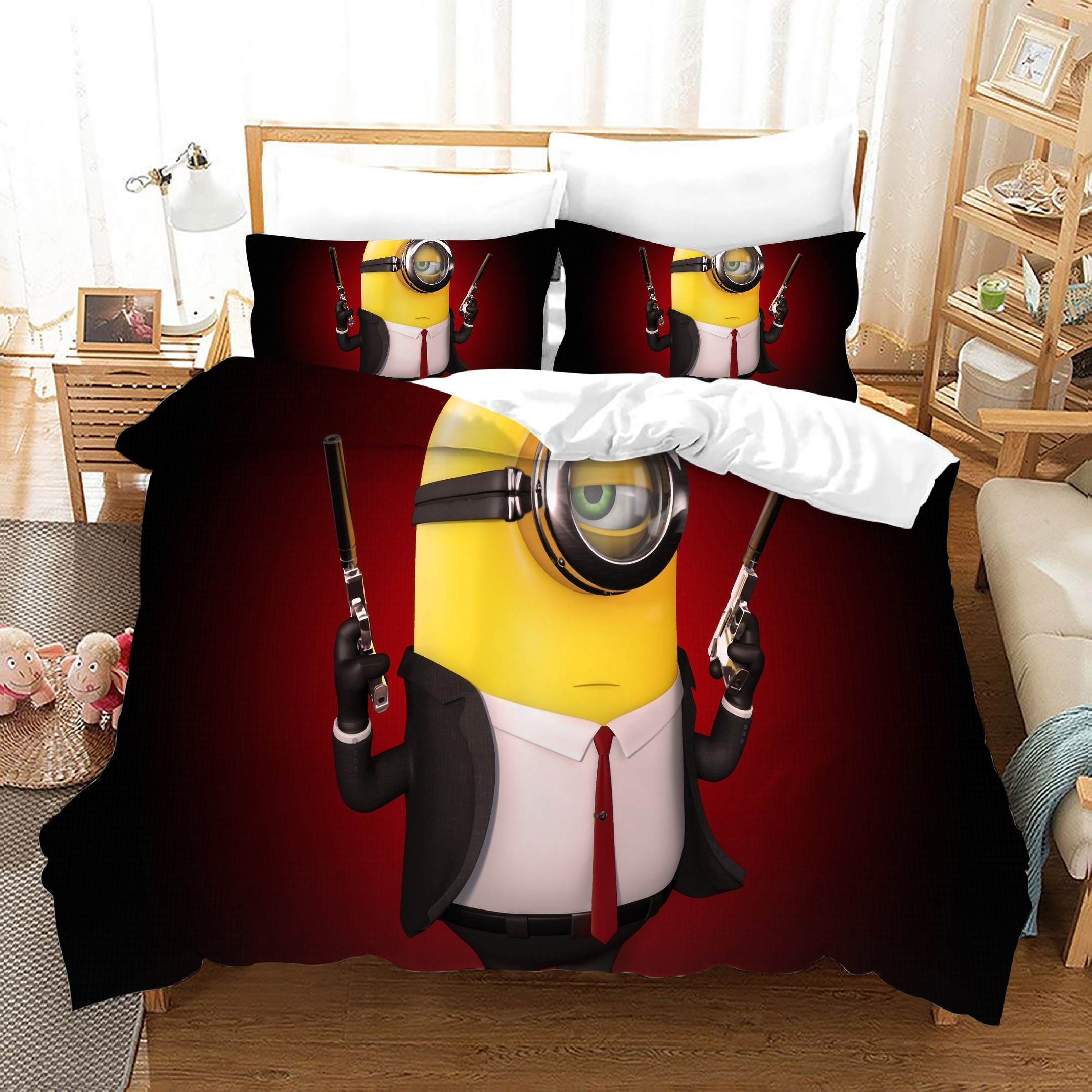 Despicable Me Minions Duvet Cover Quilt Cover Pillowcase Bedding Set Bed Linen Home Bedroom Decor