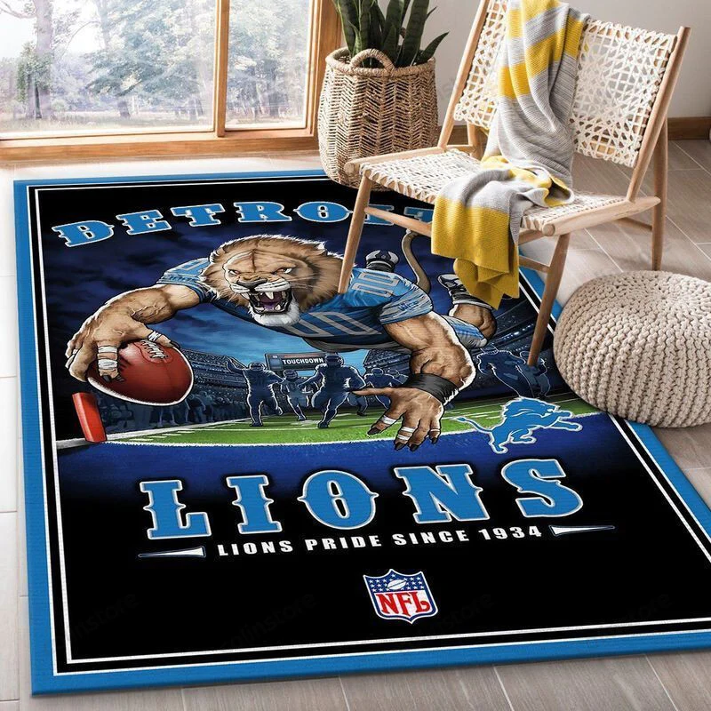 Detroit Lions 17 3D Rectangle Area Rug – Full Print Carpet For Living Room & Bedroom Home Decor