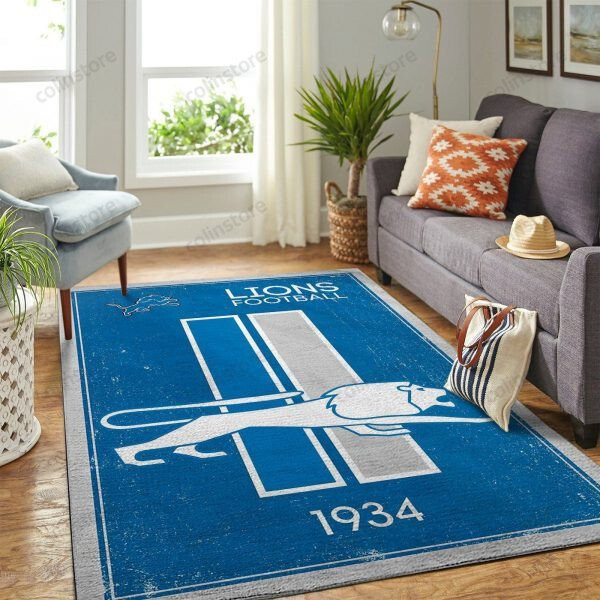 Detroit Lions 1934 3D Rectangle Area Rug – Full Print Carpet For Living Room & Bedroom Home Decor