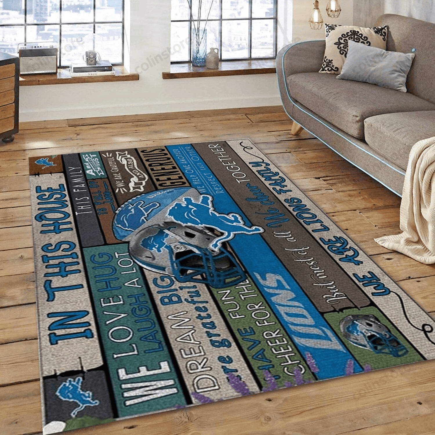 Detroit Lions 3D Rectangle Area Rug – Full Print Carpet For Living Room & Bedroom Home Decor