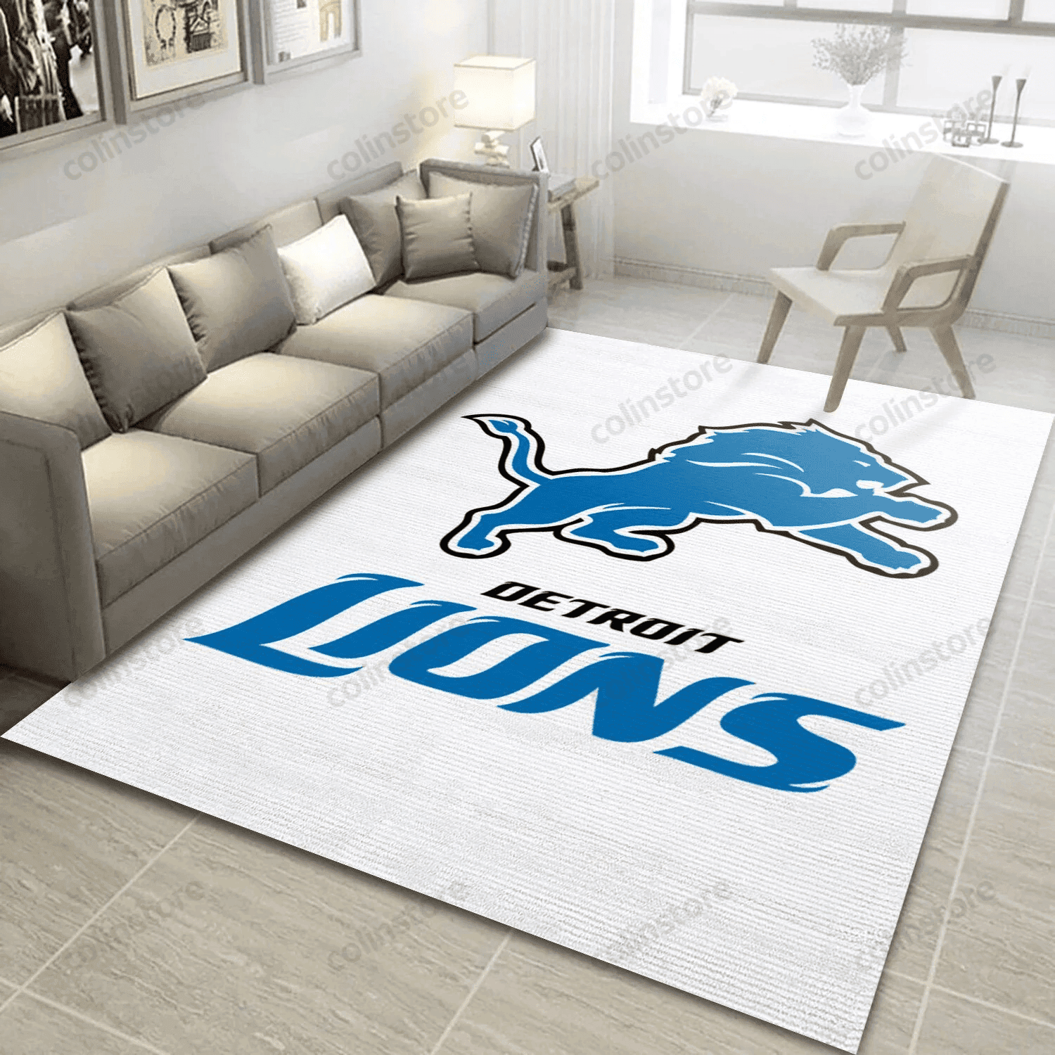 Detroit Lions 3D Rectangle Area Rug – Full Print Carpet For Living Room & Bedroom Home Decor
