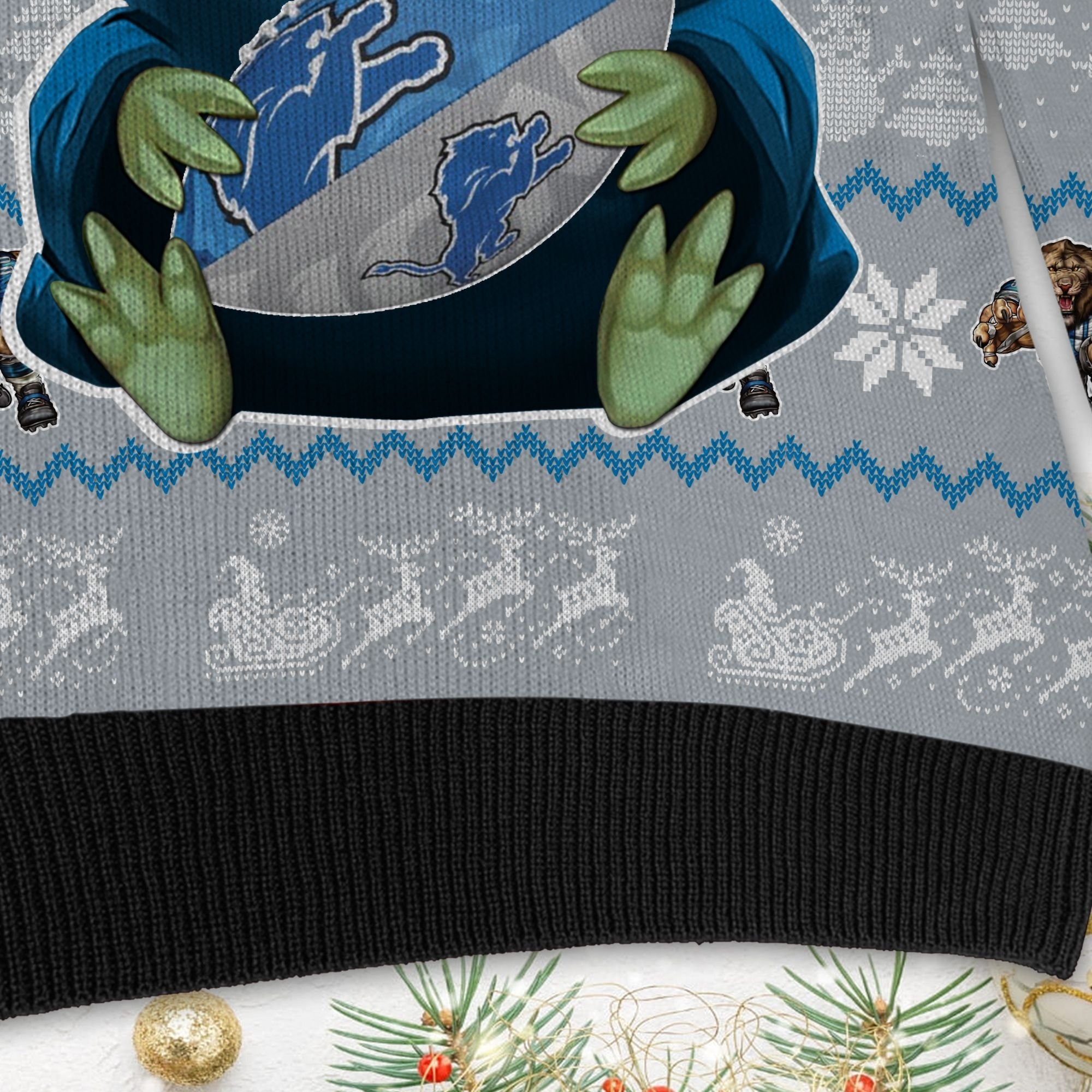 Detroit Lions Baby Yoda Ugly Christmas Sweater, Perfect Holiday Gift - Image 5