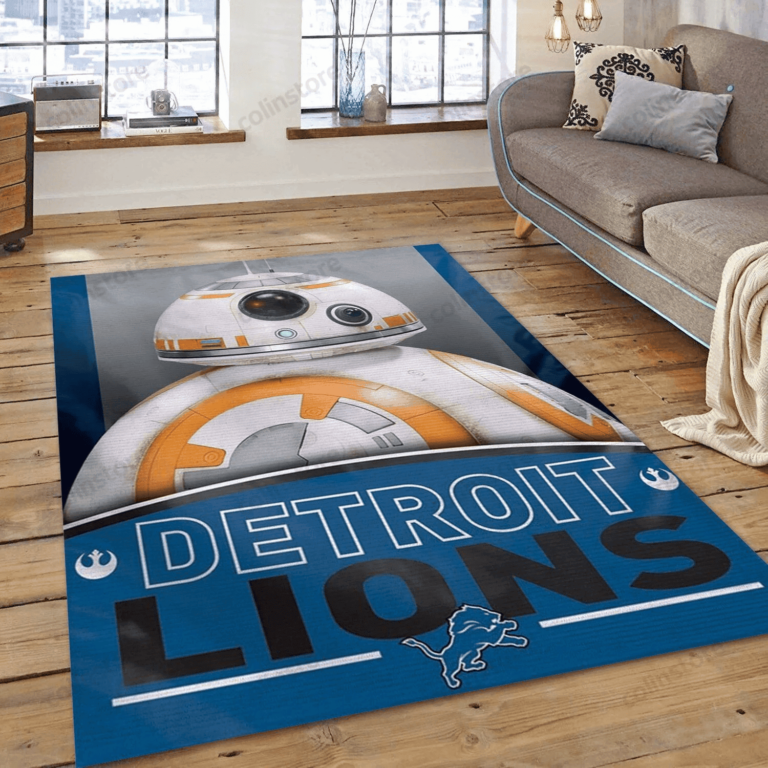 Detroit Lions Bot 3D Rectangle Area Rug – Full Print Carpet For Living Room & Bedroom Home Decor