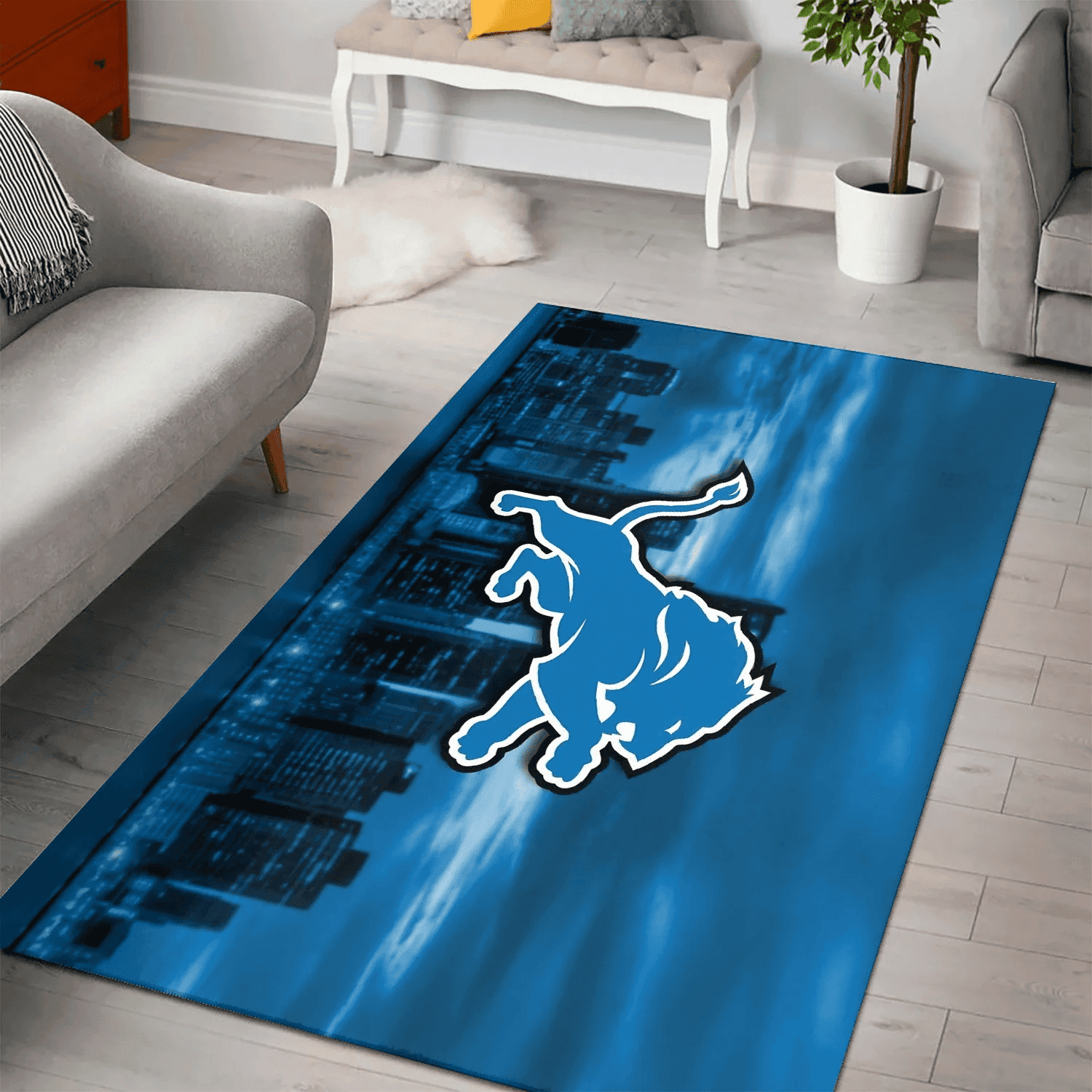 Detroit Lions City 3D Full Print Rectangle Area Rug – Full Print Carpet For Living Room & Bedroom Home Decor