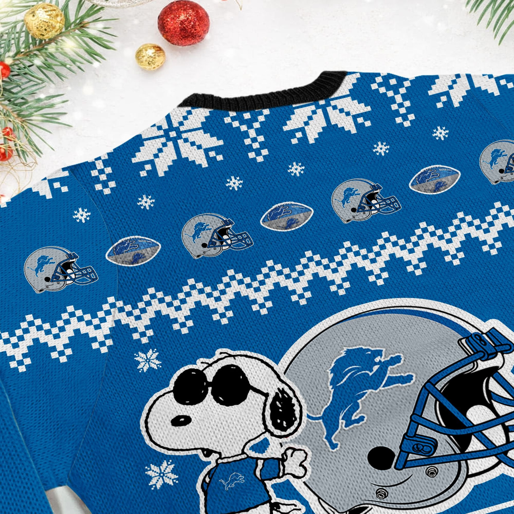 Detroit Lions Cute The Snoopy Show Football Helmet 3D Ugly Christmas Sweater Perfect Holiday Gift - Image 5