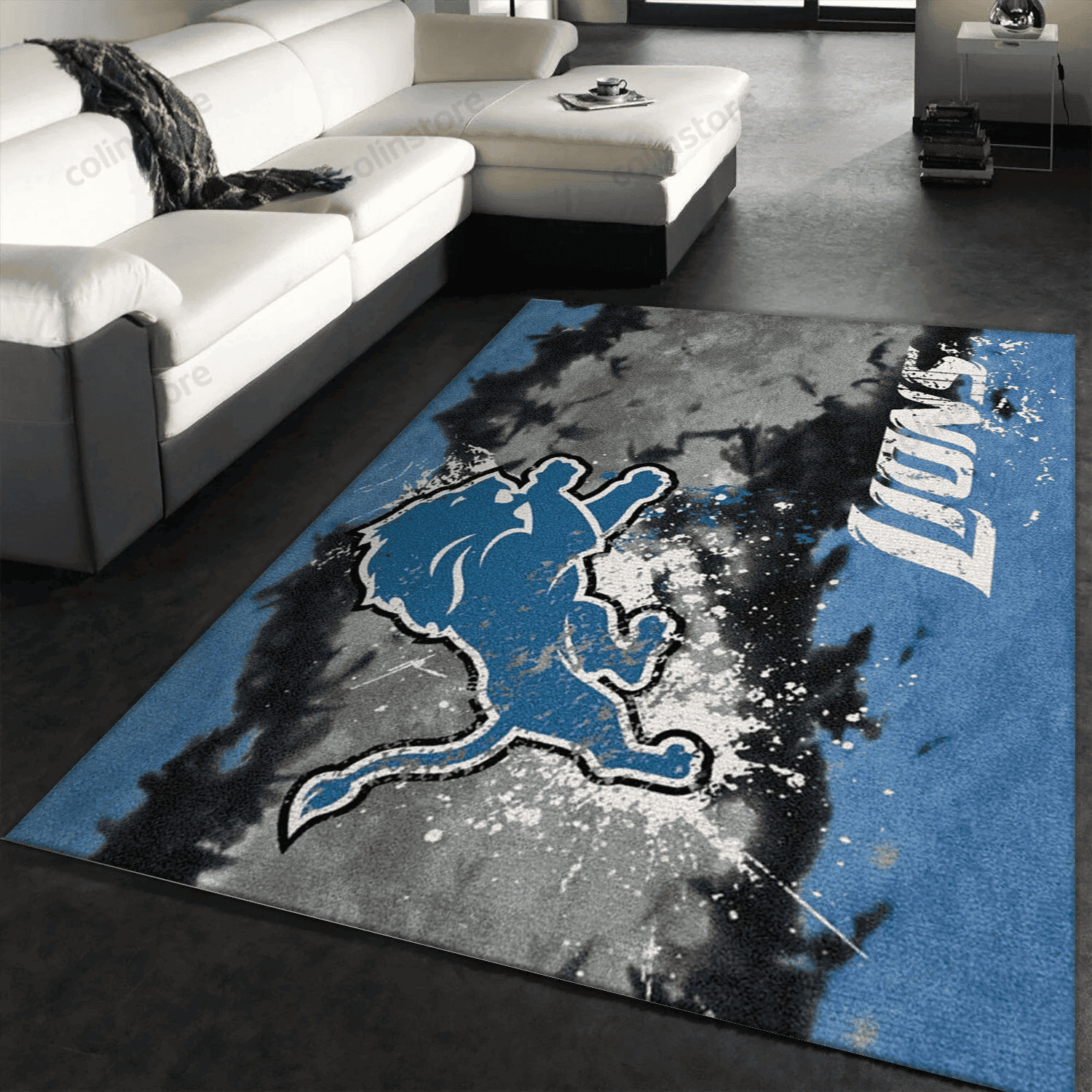 Detroit Lions Fade Rug Team Rectangle Area Rug – Full Print Carpet For Living Room & Bedroom Home Decor